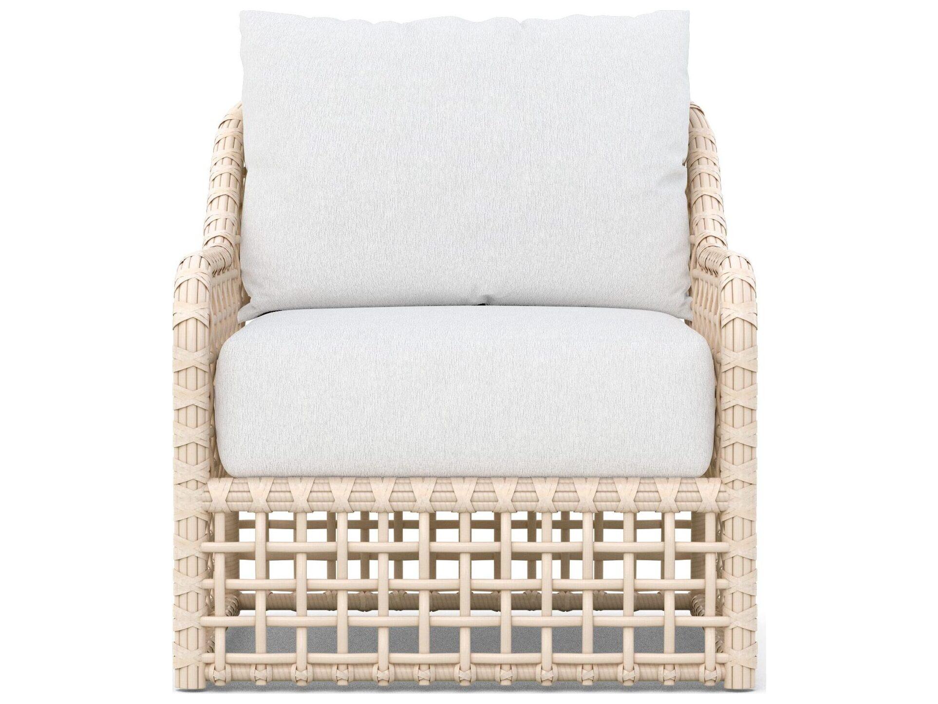 Azzurro Living Kiawah Almond All-Weather Wicker Patio Lounge Chair with Cloud Cushion