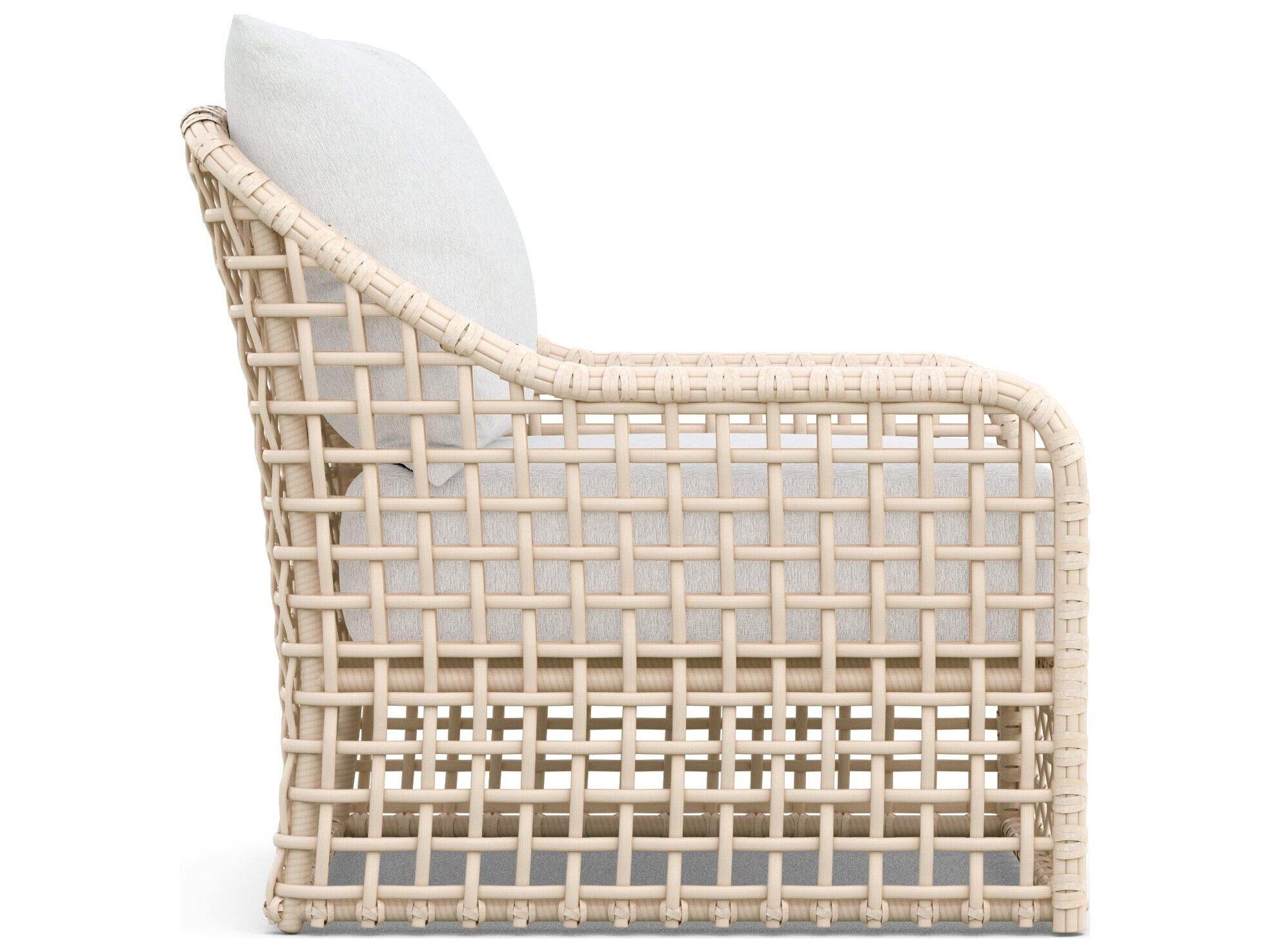 Azzurro Living Kiawah Almond All-Weather Wicker Patio Lounge Chair with Cloud Cushion