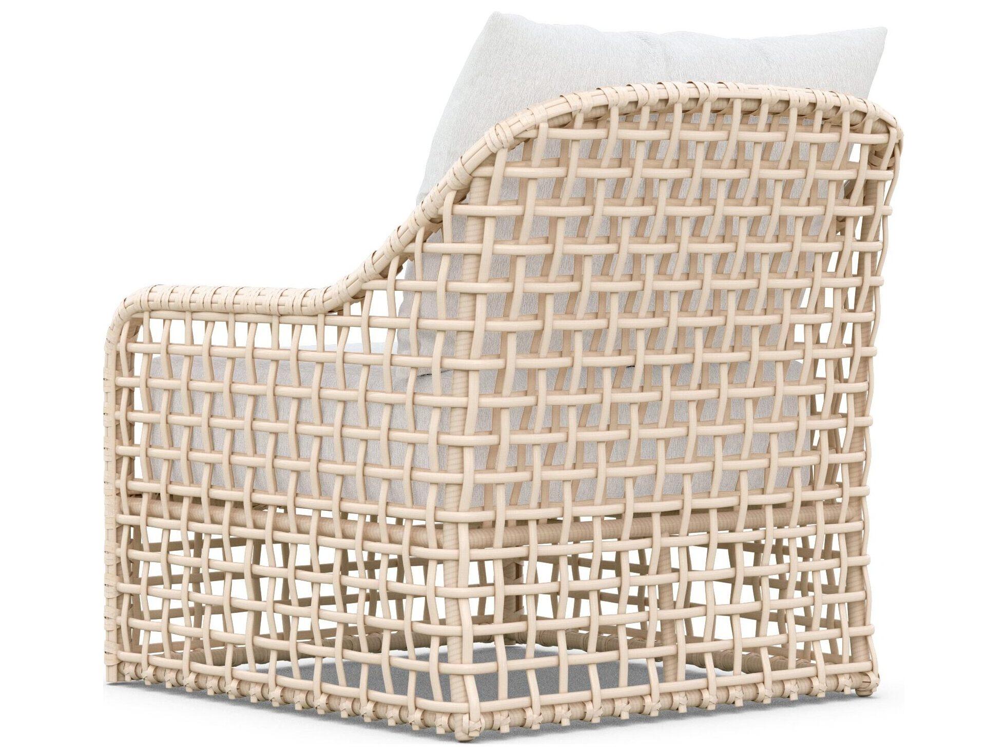 Azzurro Living Kiawah Almond All-Weather Wicker Patio Lounge Chair with Cloud Cushion