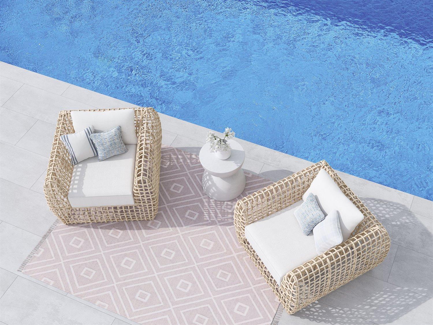 Azzurro Living Kiawah Almond All-Weather Wicker Outdoor Lounge Set
