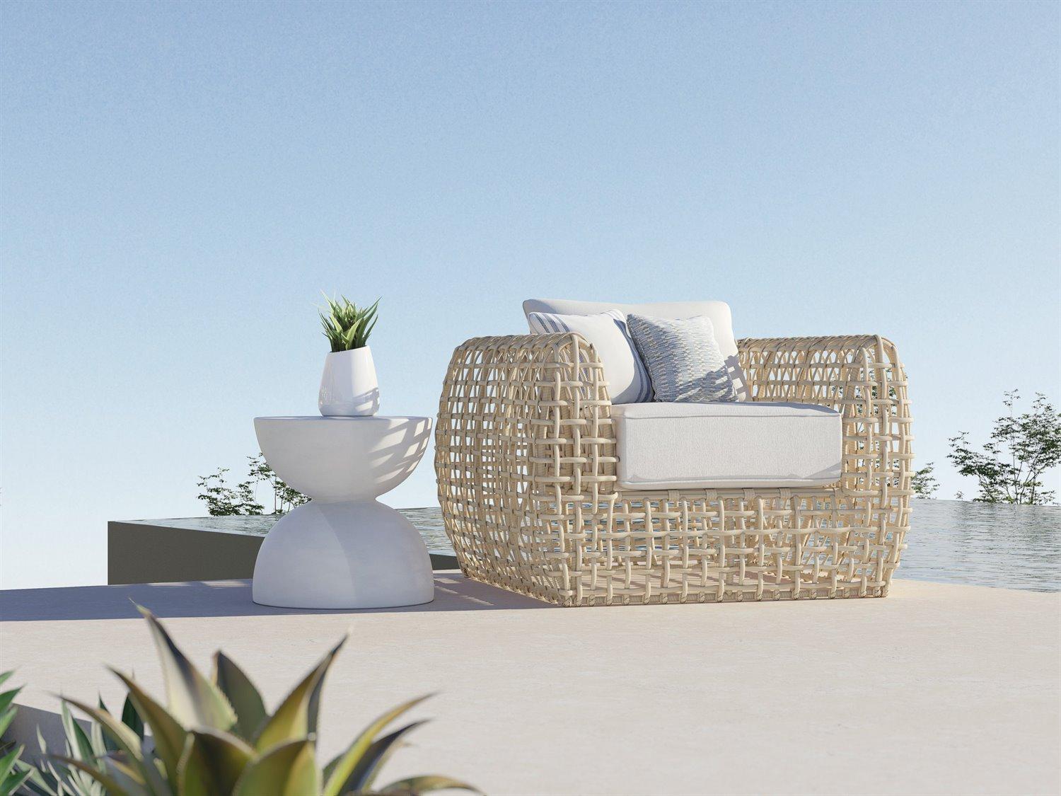 Azzurro Living Kiawah Almond All-Weather Wicker Patio Lounge Set