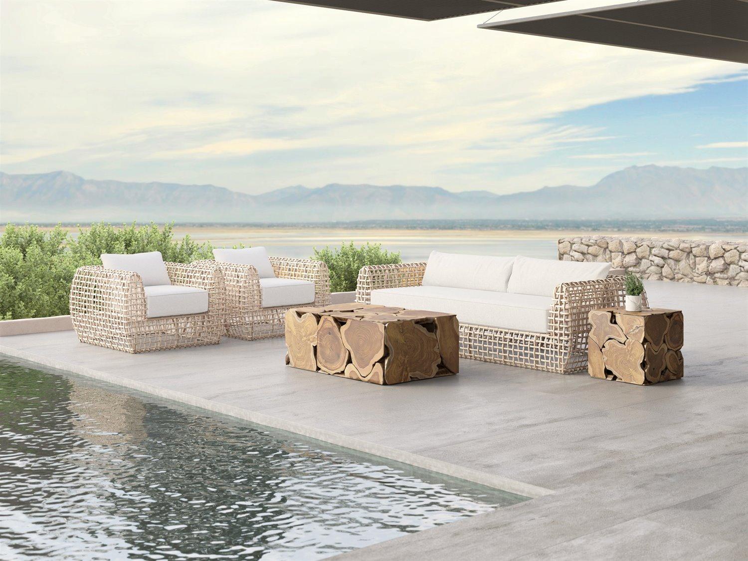 Azzurro Living Kiawah Almond All-Weather Wicker Outdoor Lounge Set