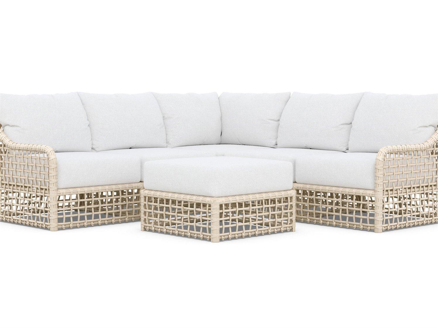 Azzurro Living Kiawah Almond All-Weather Wicker Sectional Outdoor Lounge Set
