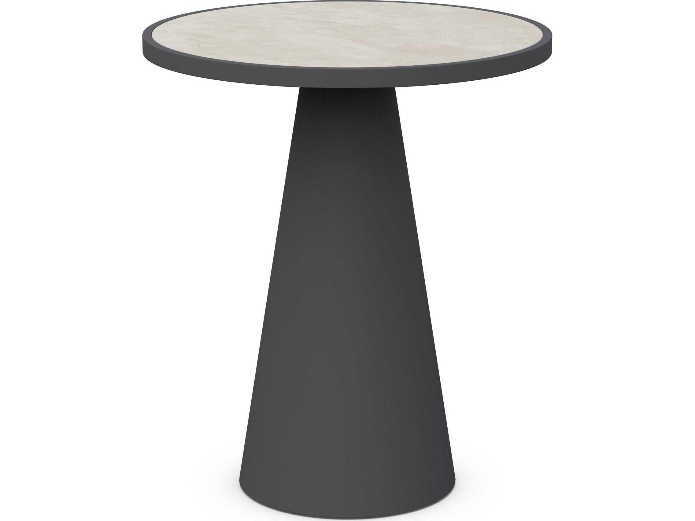 Azzurro Living Leon Matte Charcoal Aluminum Round Bar Table