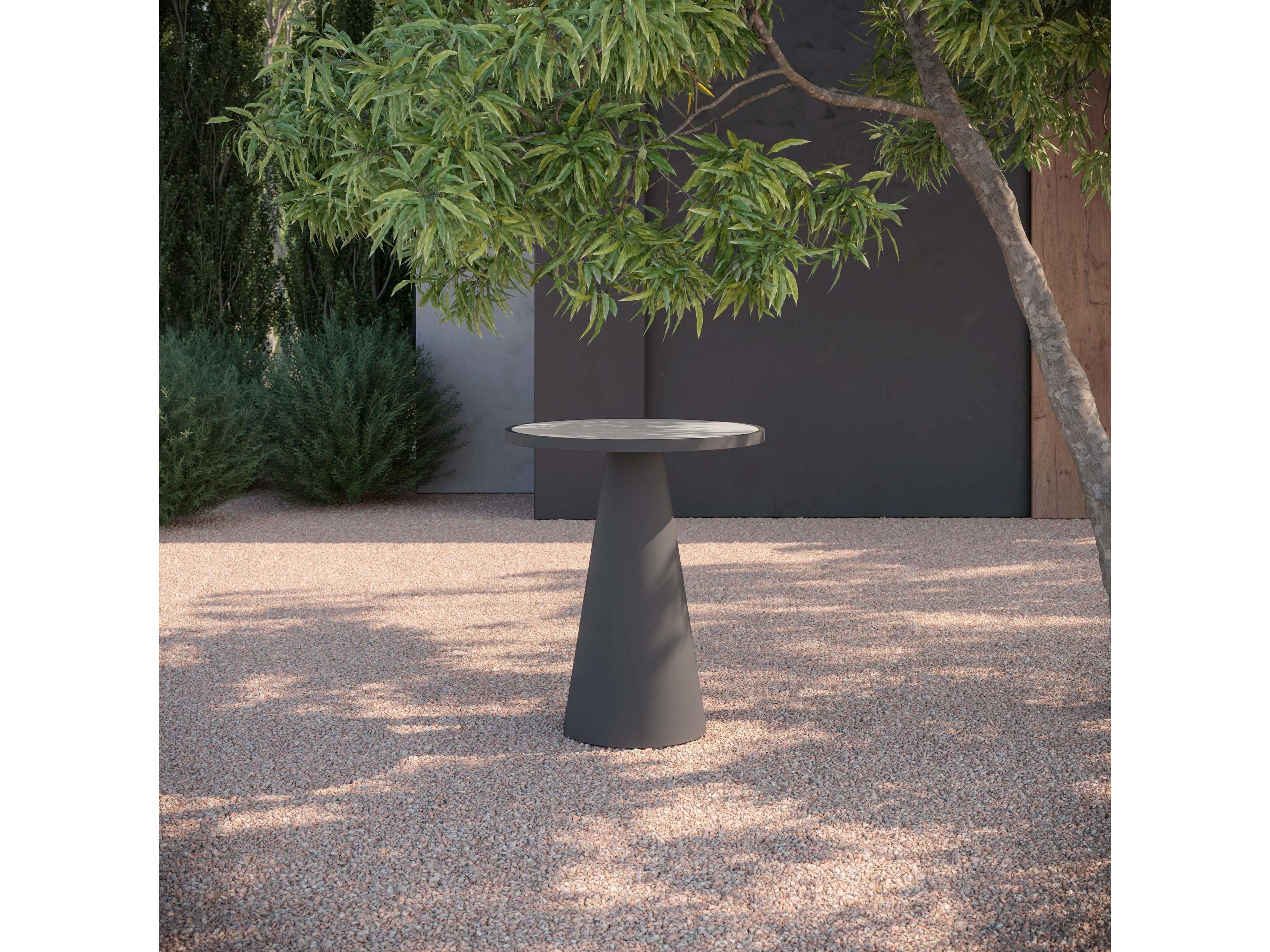 Azzurro Living Leon Matte Charcoal Aluminum Round Bar Table