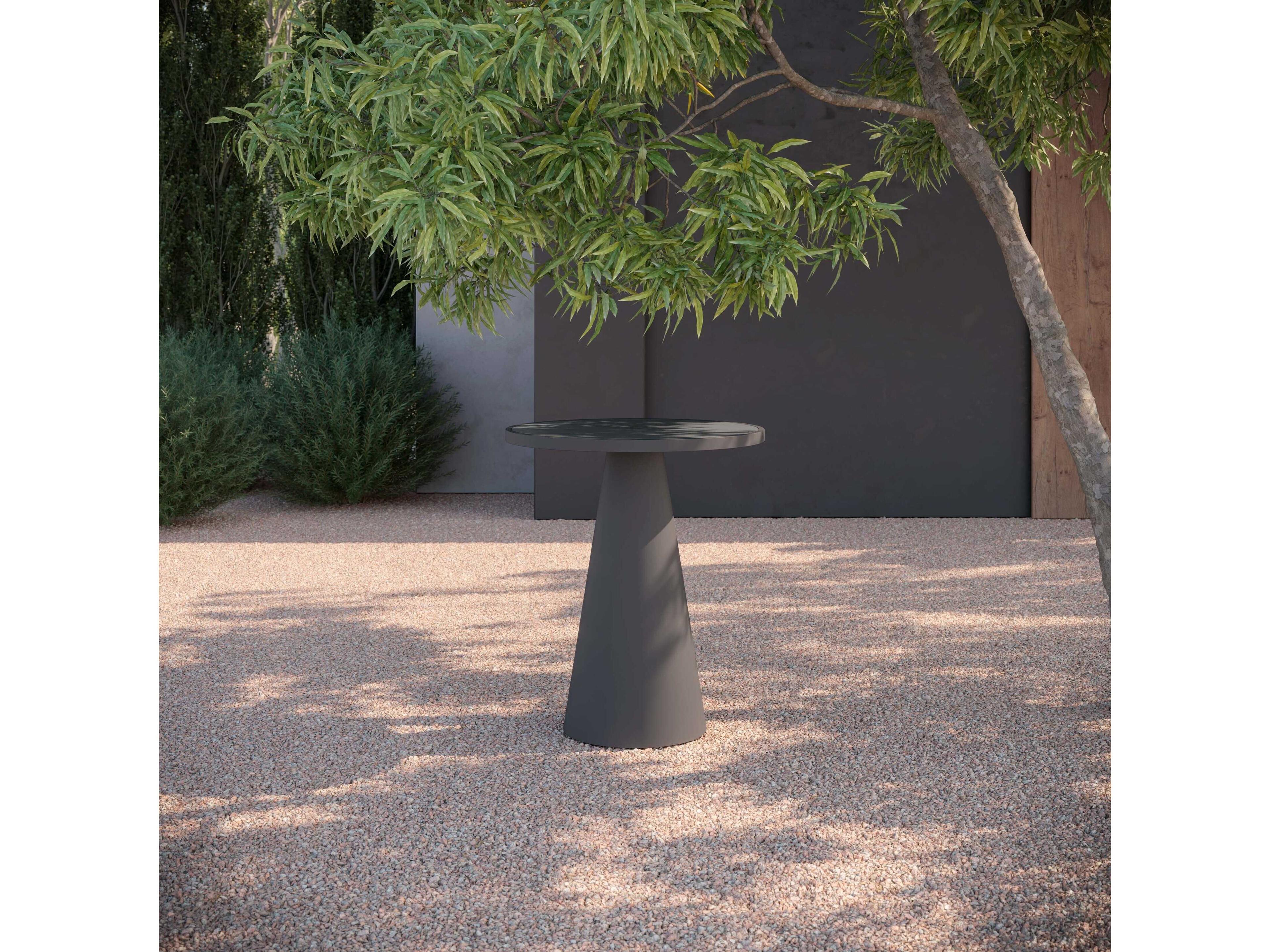 Azzurro Living Leon Matte Charcoal Aluminum Round Bar Table