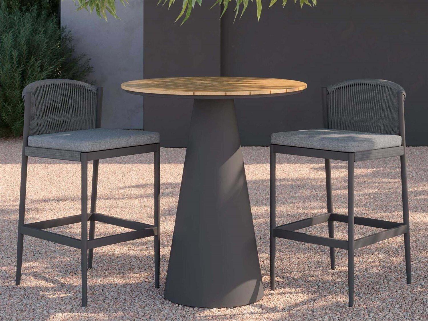 Azzurro Living Leon Matte Charcoal Aluminum Round Bar Table