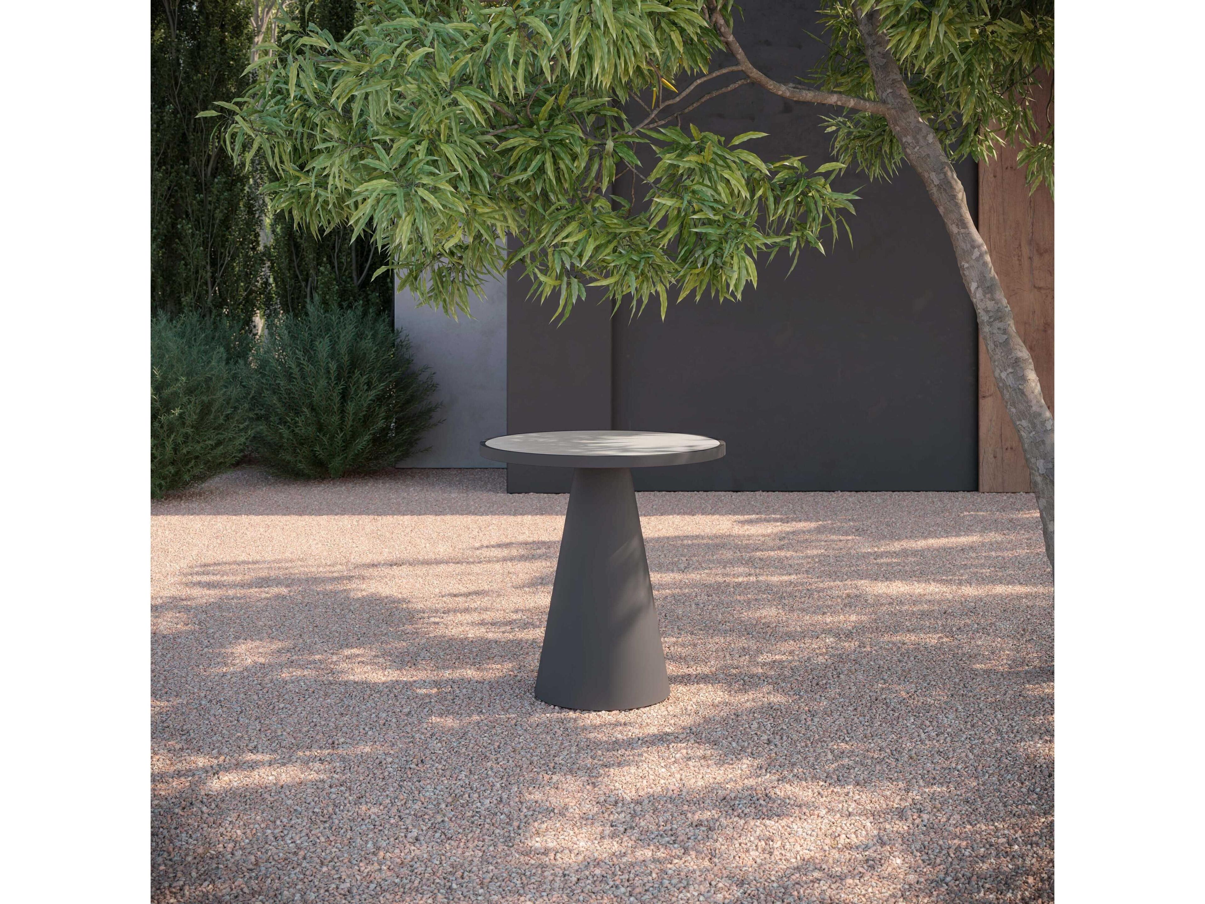 Azzurro Living Leon Matte Charcoal Aluminum Round Counter Table