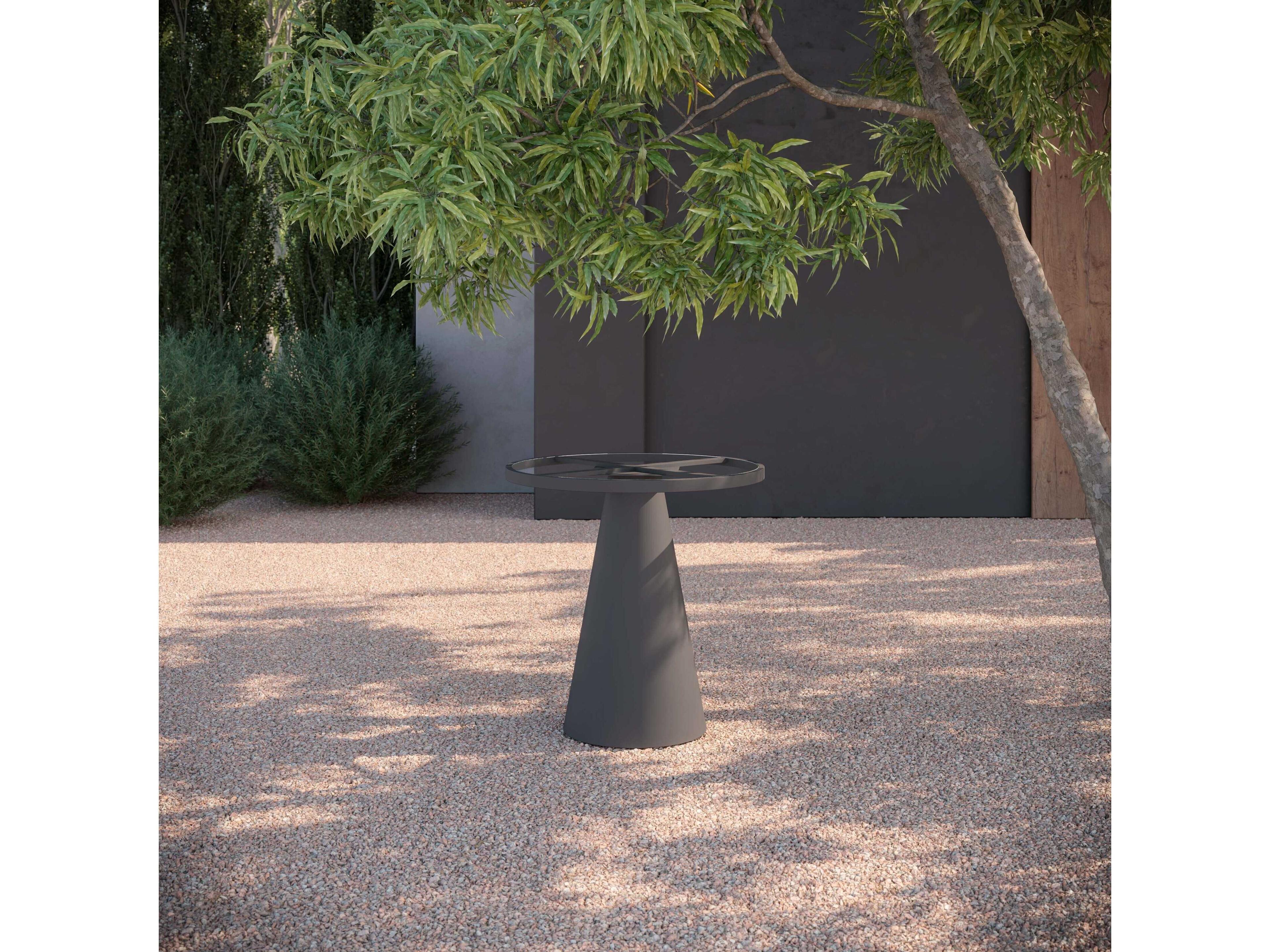 Azzurro Living Leon Matte Charcoal Aluminum Round Counter Table