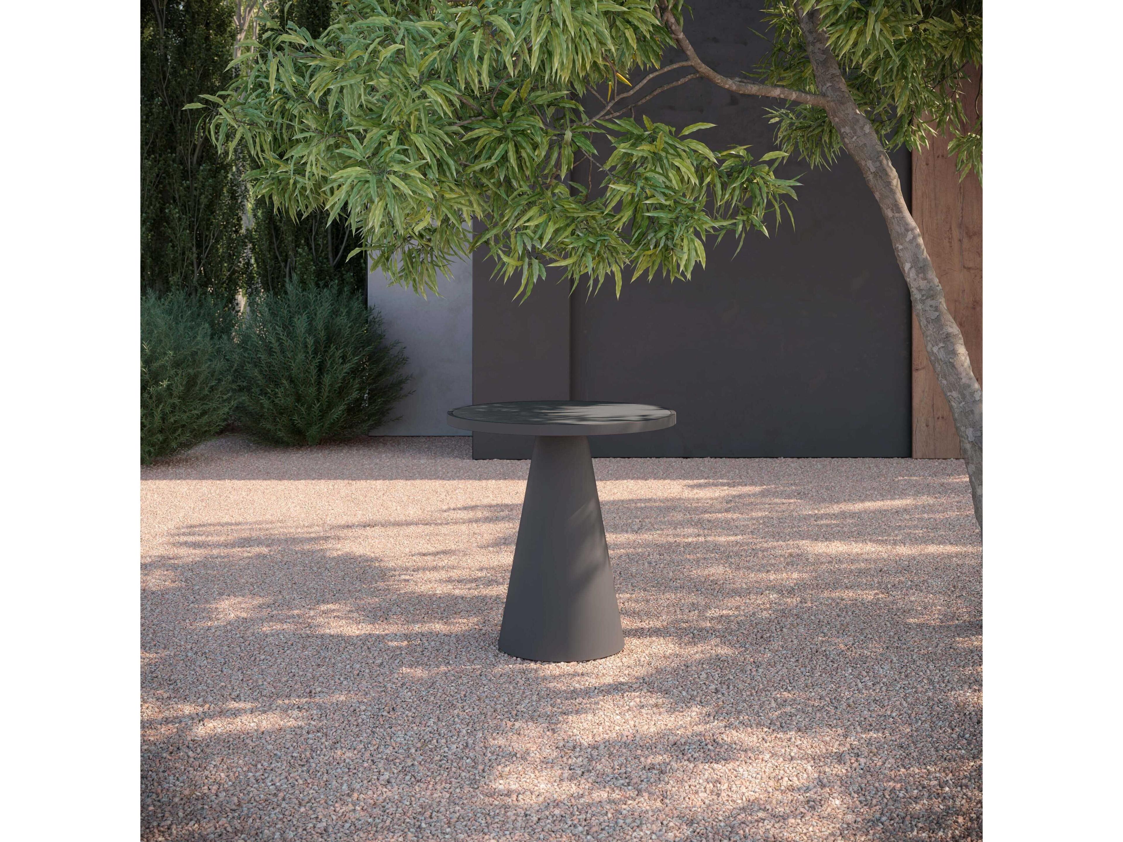 Azzurro Living Leon Matte Charcoal Aluminum Round Counter Table