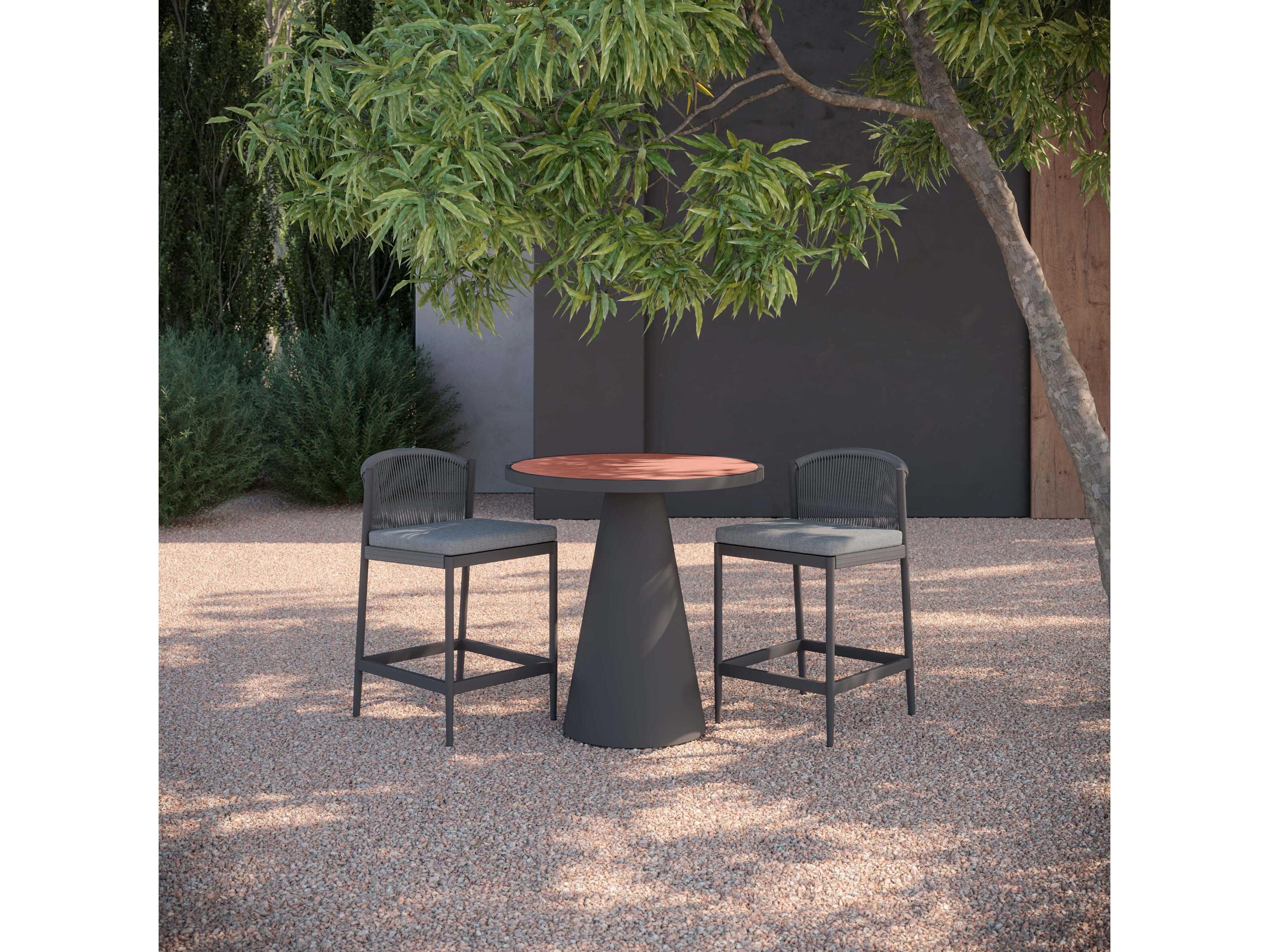 Azzurro Living Leon Matte Charcoal Aluminum Round Counter Table