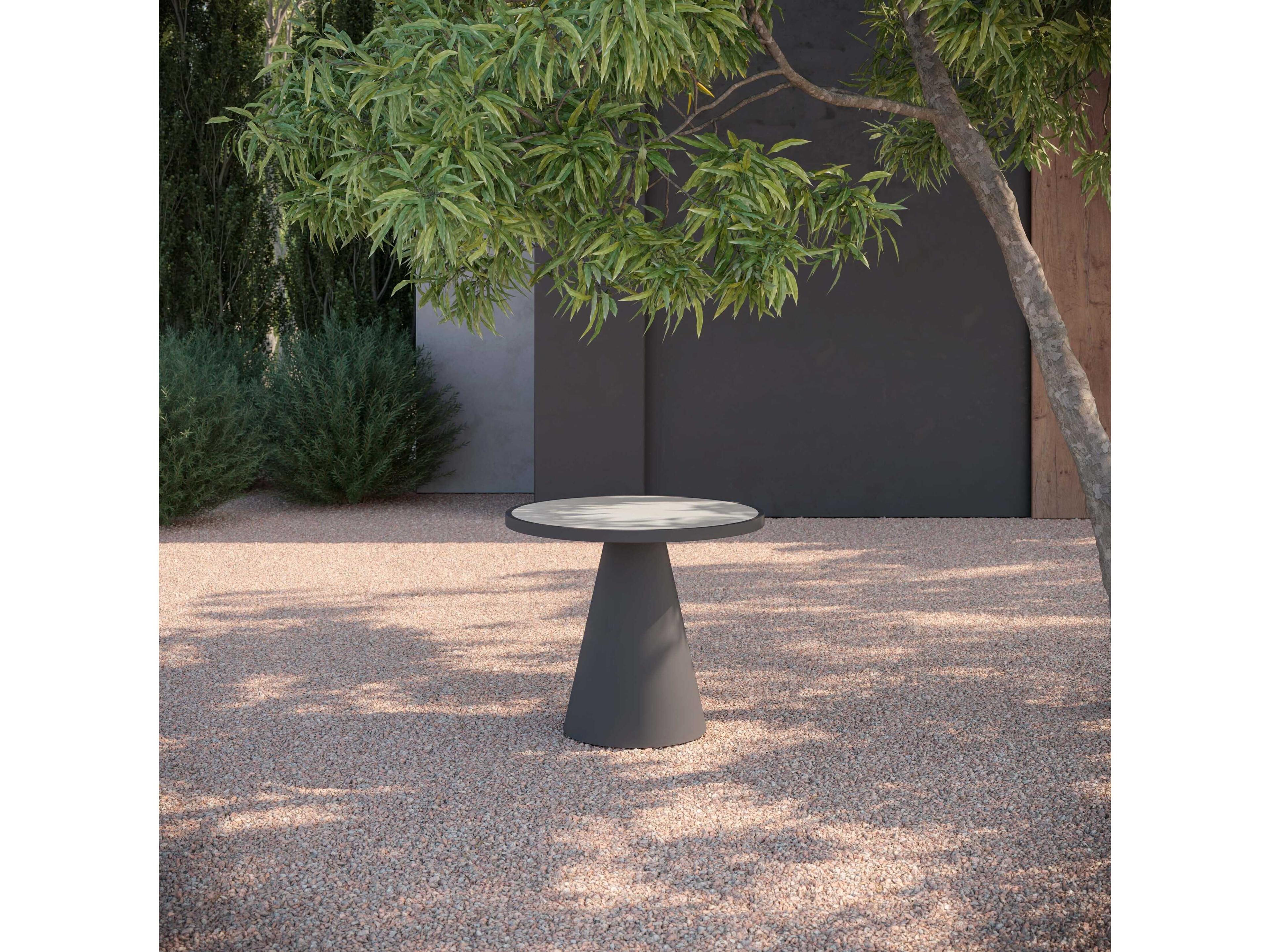 Azzurro Living Leon Matte Charcoal Aluminum Round Dining Table