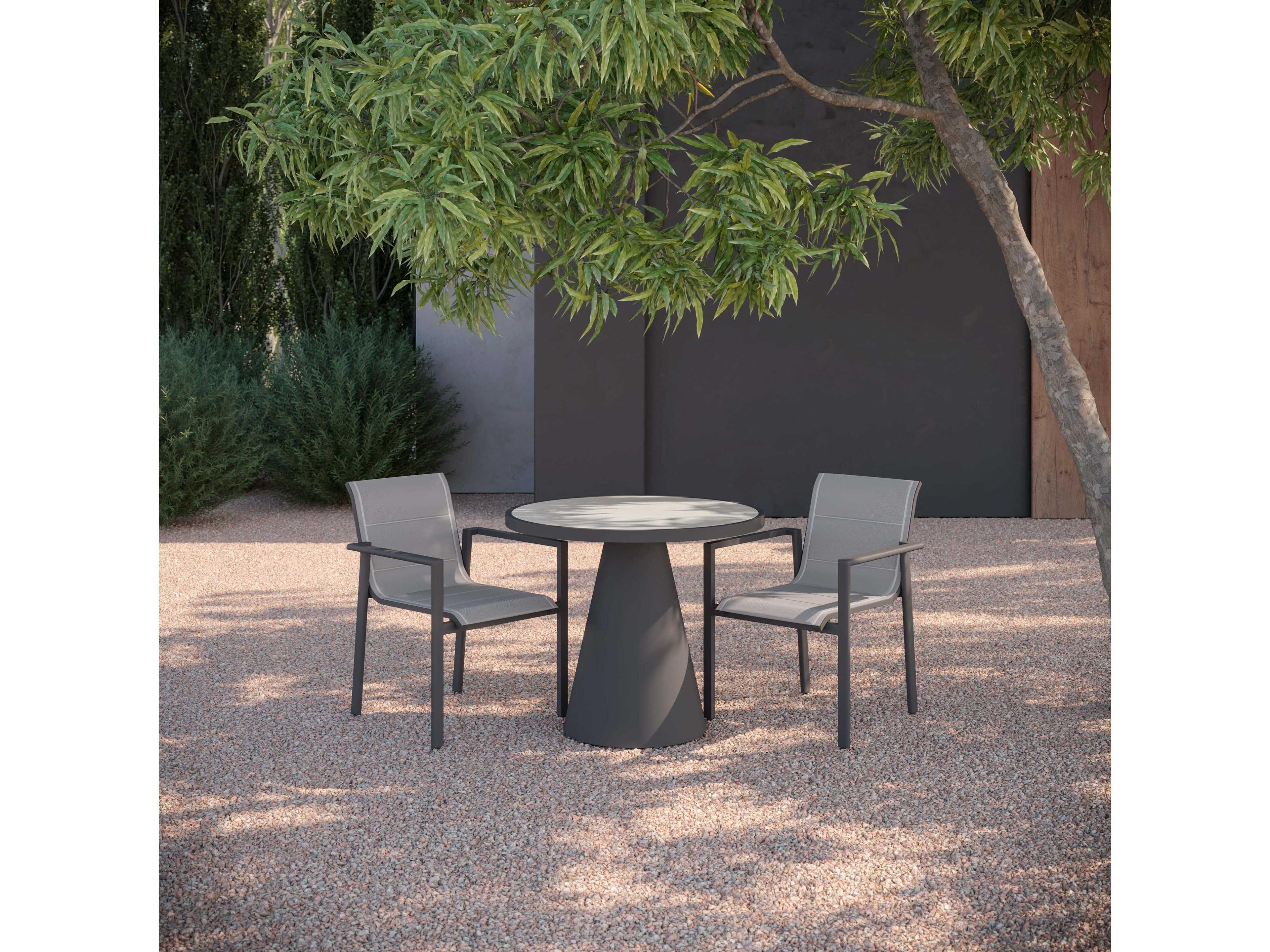 Azzurro Living Leon Matte Charcoal Aluminum Round Dining Table