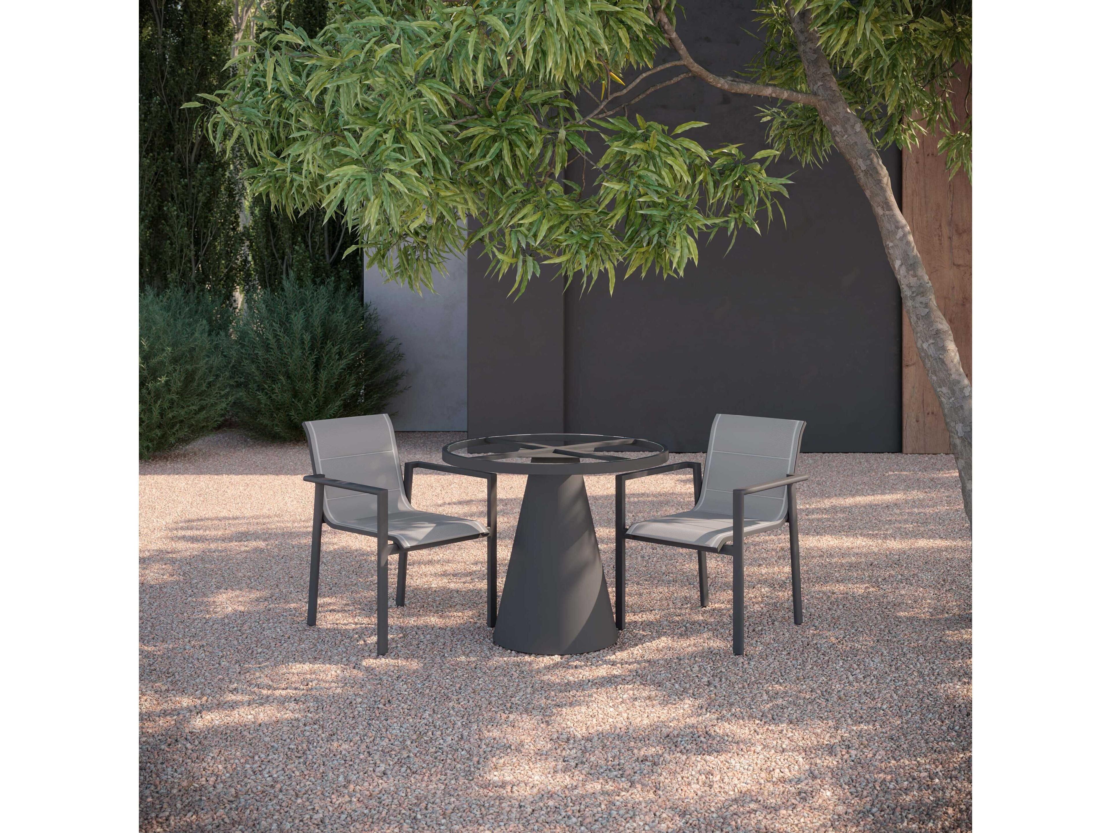 Azzurro Living Leon Matte Charcoal Aluminum Round Dining Table