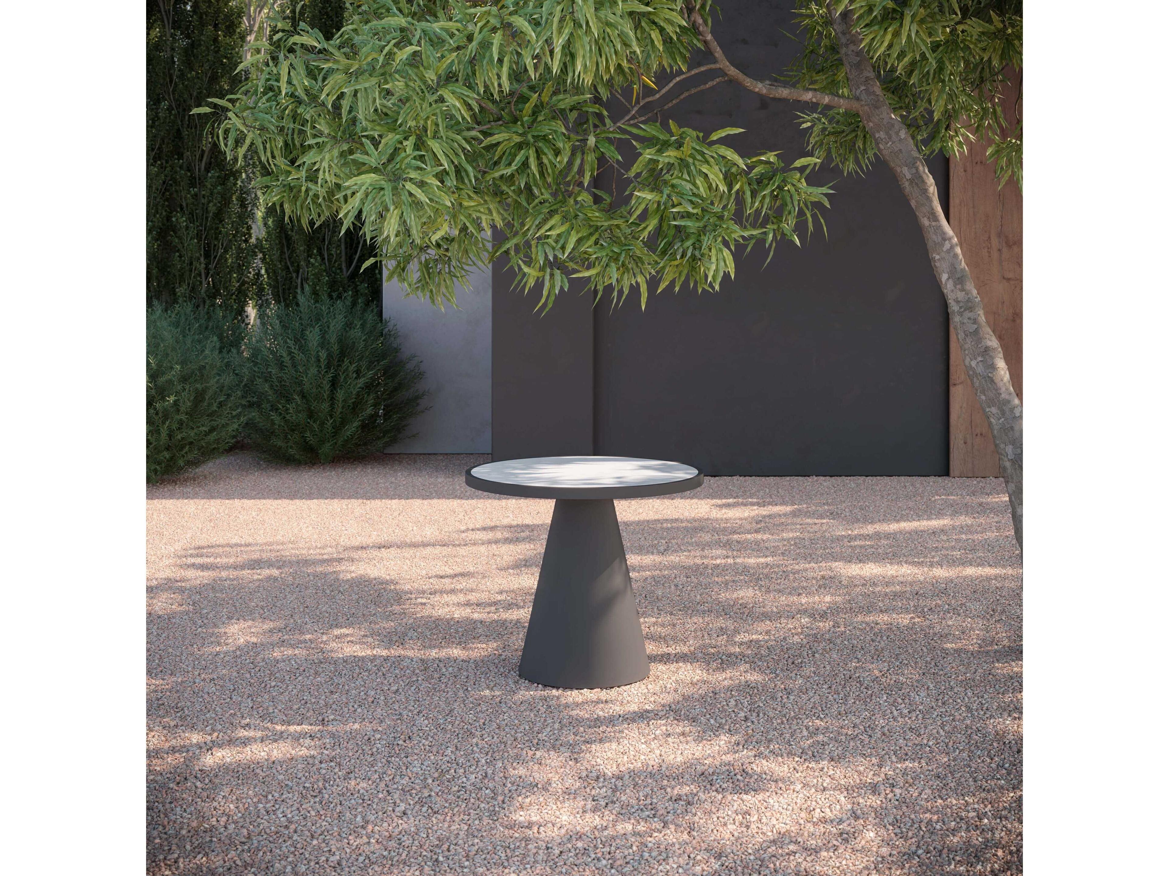 Azzurro Living Leon Matte Charcoal Aluminum Round Dining Table