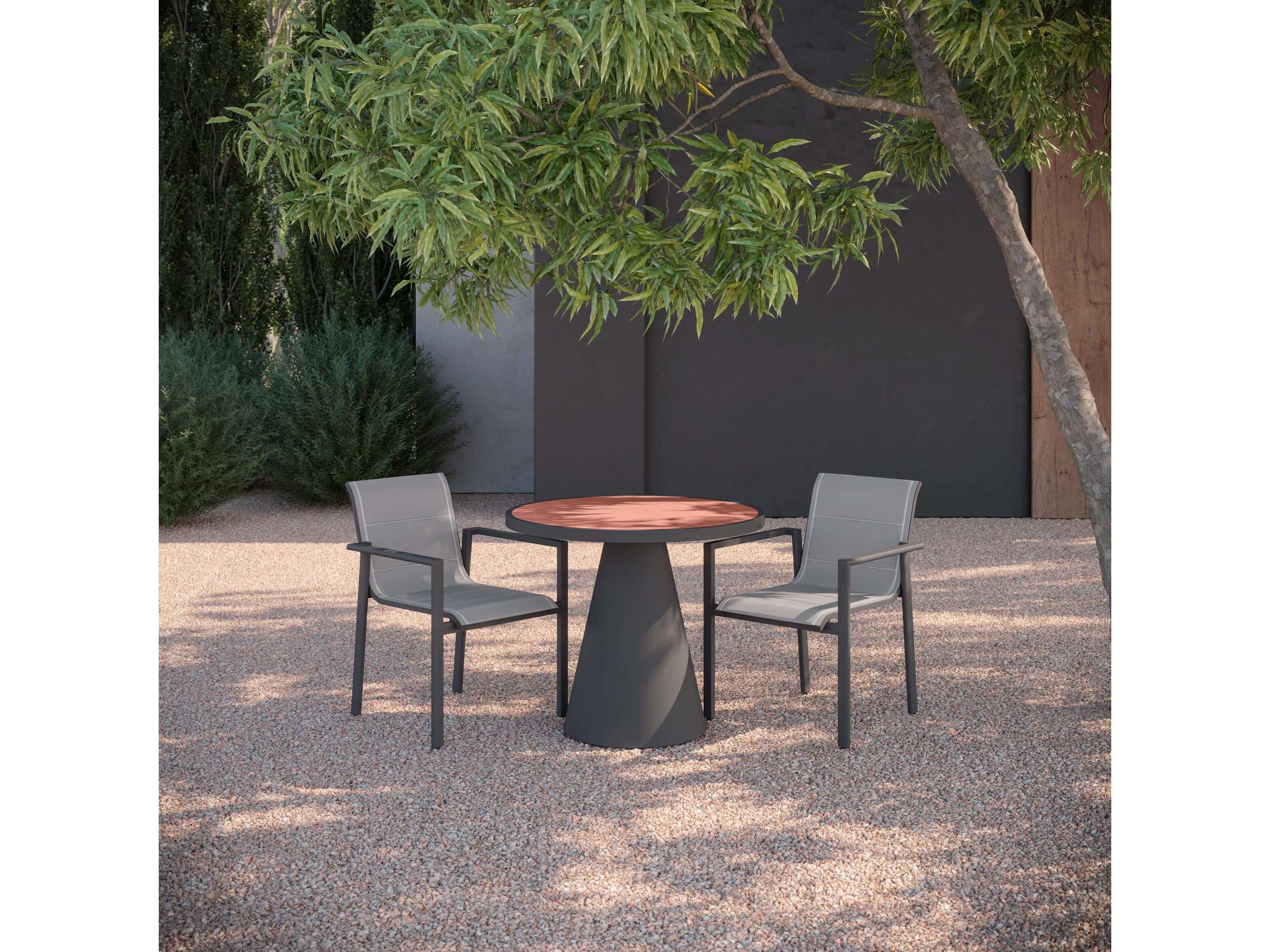 Azzurro Living Leon Matte Charcoal Aluminum Round Dining Table