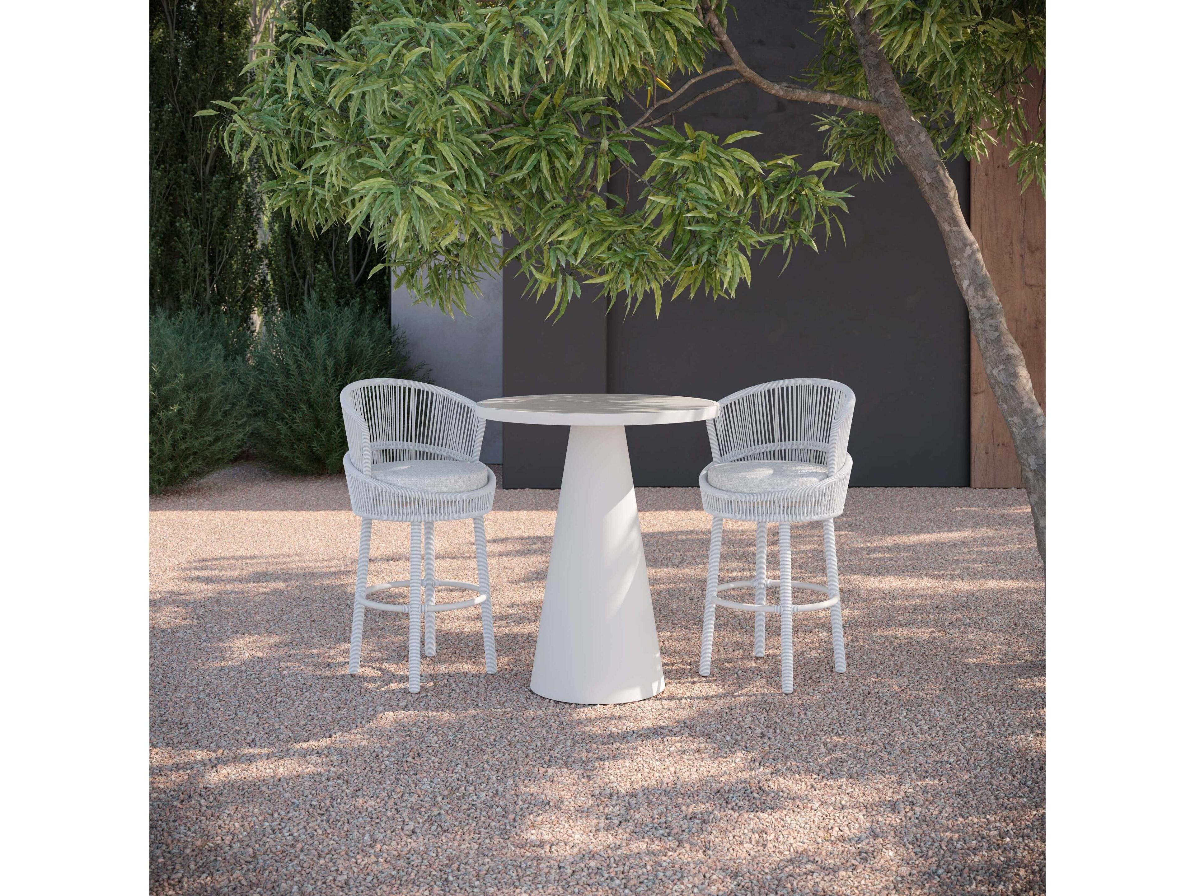 Azzurro Living Leon Matte White Aluminum Round Bar Table