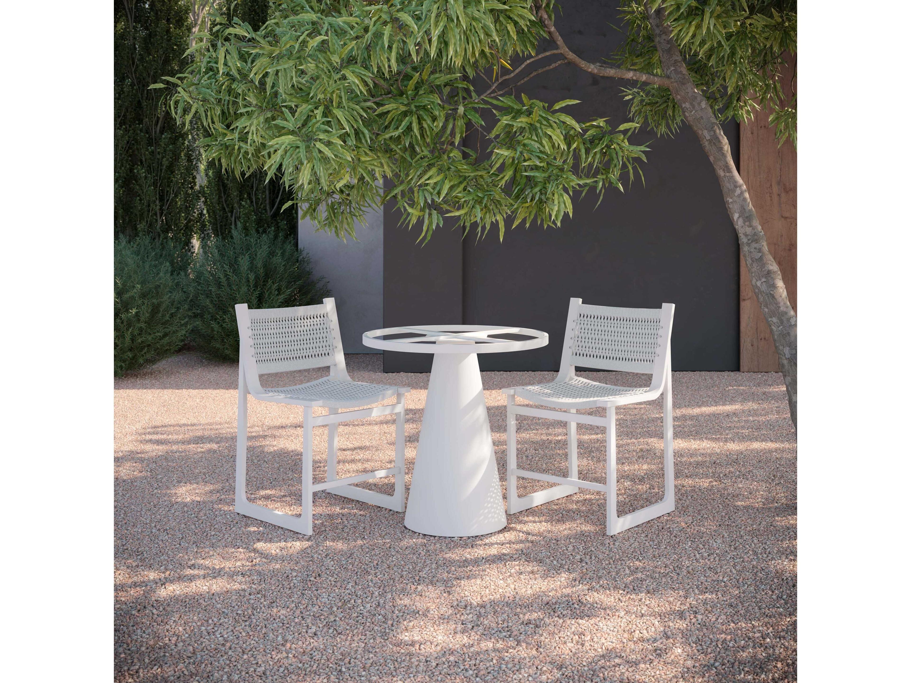 Azzurro Living Leon Matte White Aluminum Round Counter Table