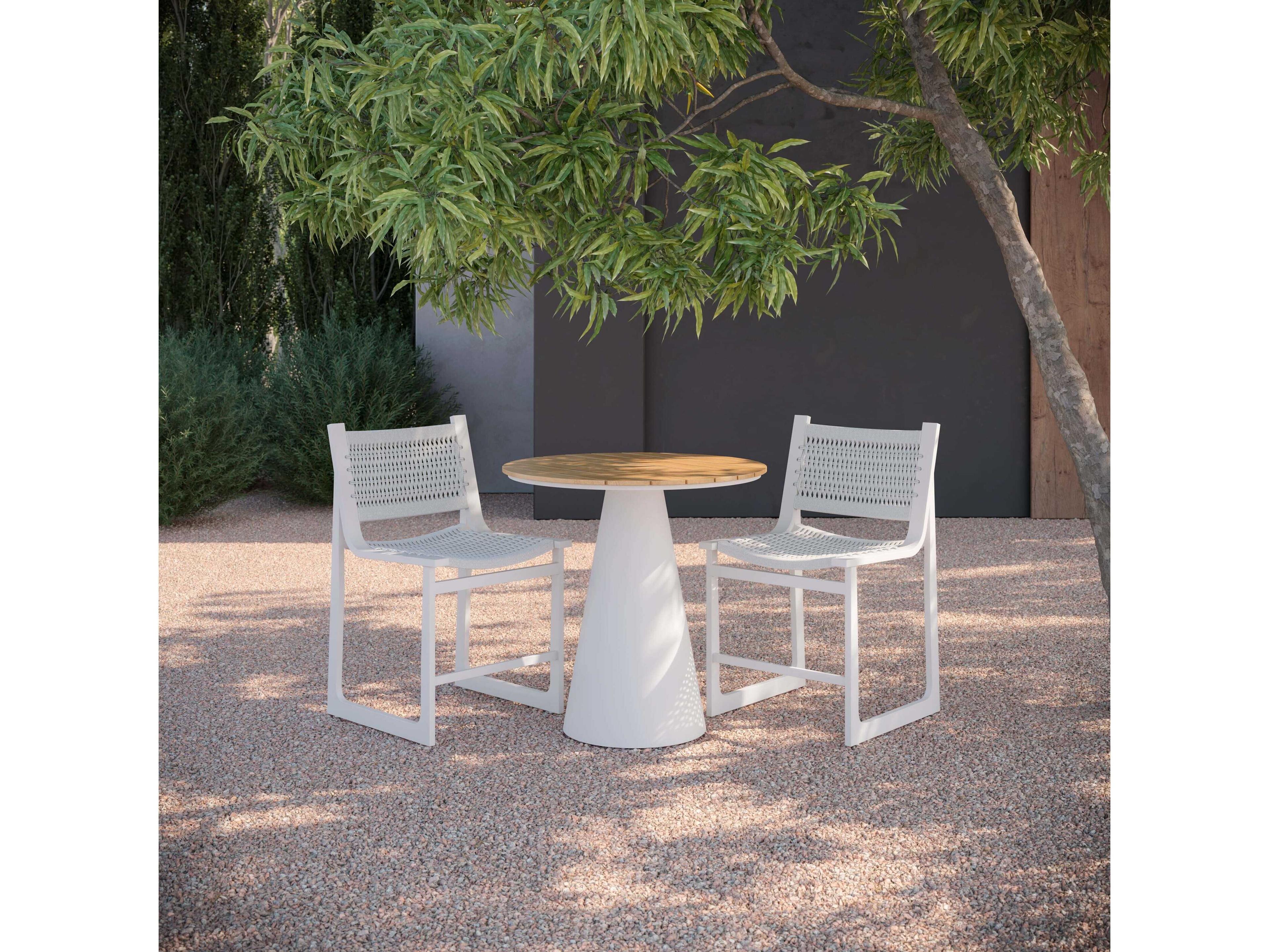 Azzurro Living Leon Matte White Aluminum Round Counter Table