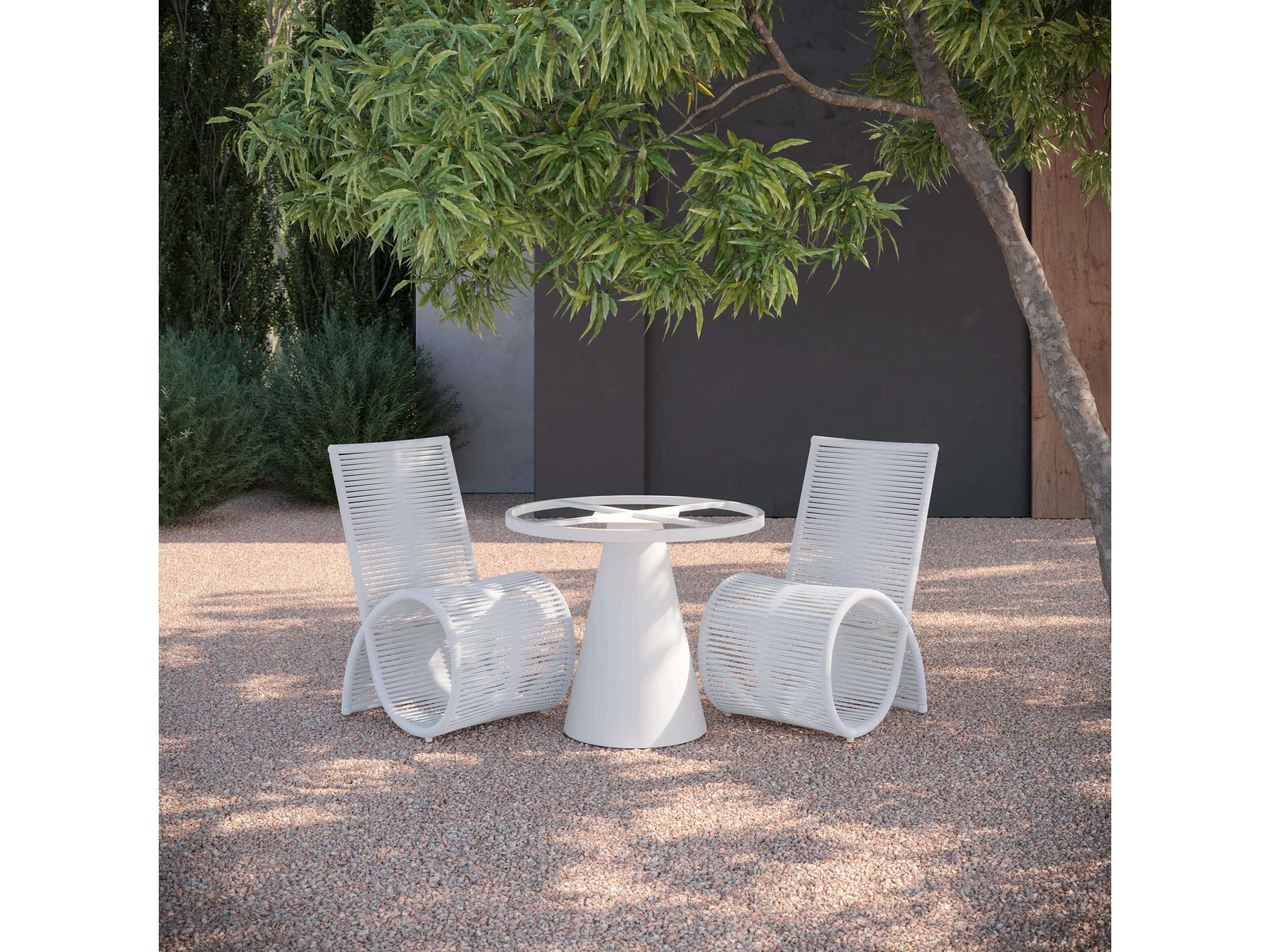 Azzurro Living Leon Matte White Aluminum Round Dining Table