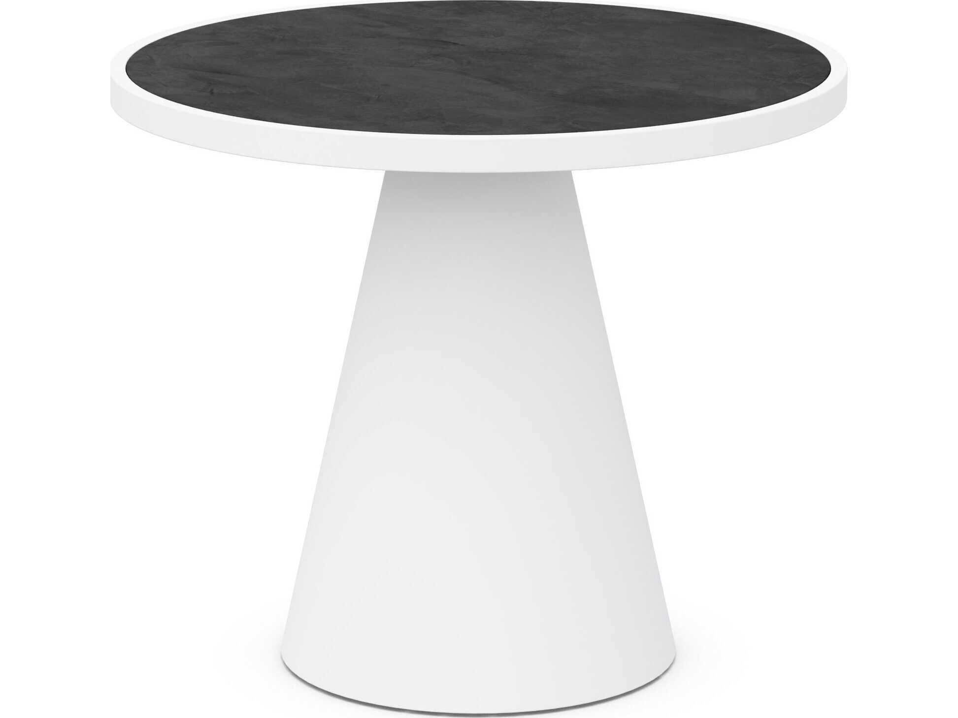 Azzurro Living Leon Matte White Aluminum Round Dining Table