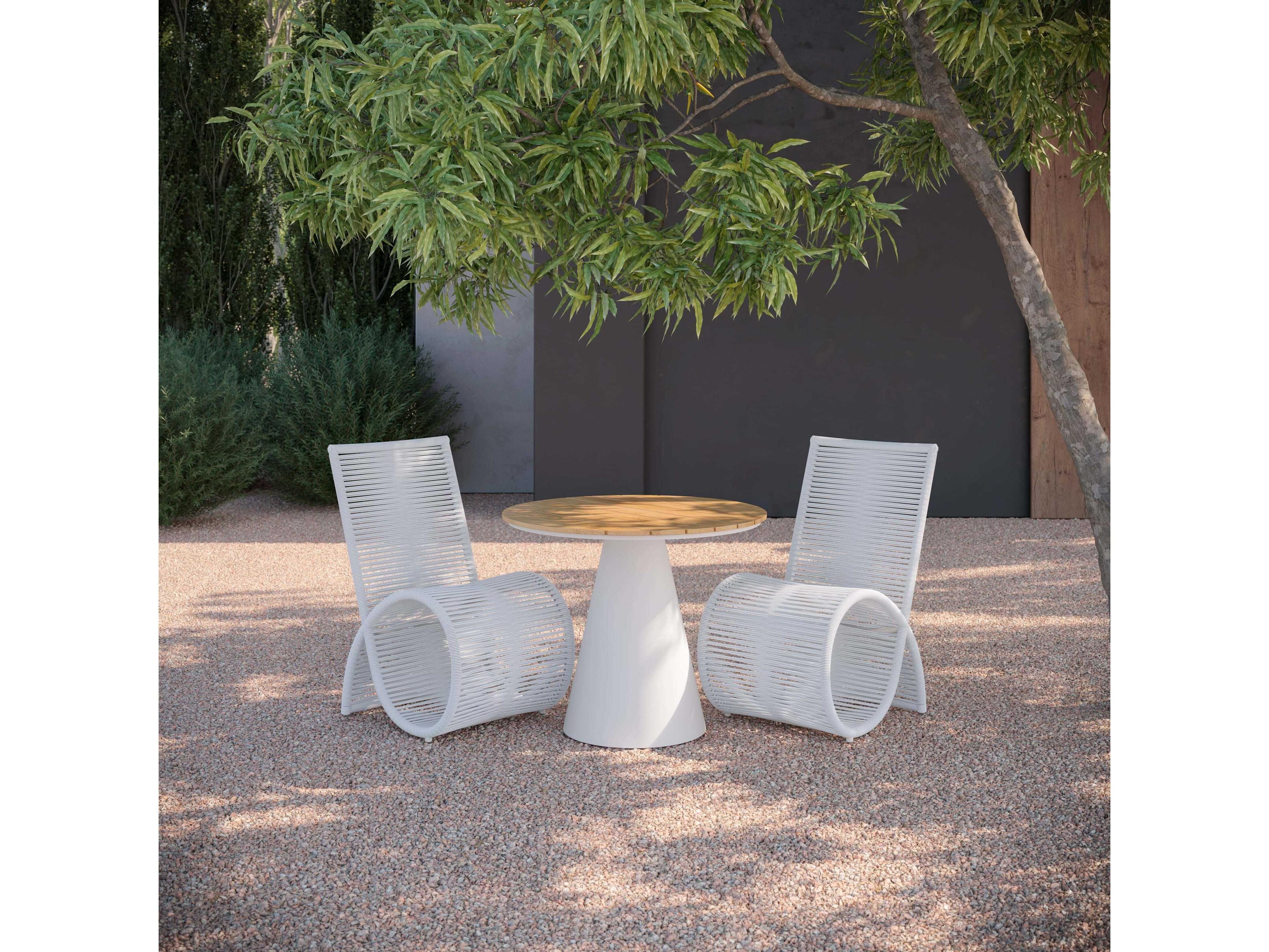 Azzurro Living Leon Matte White Aluminum Round Dining Table