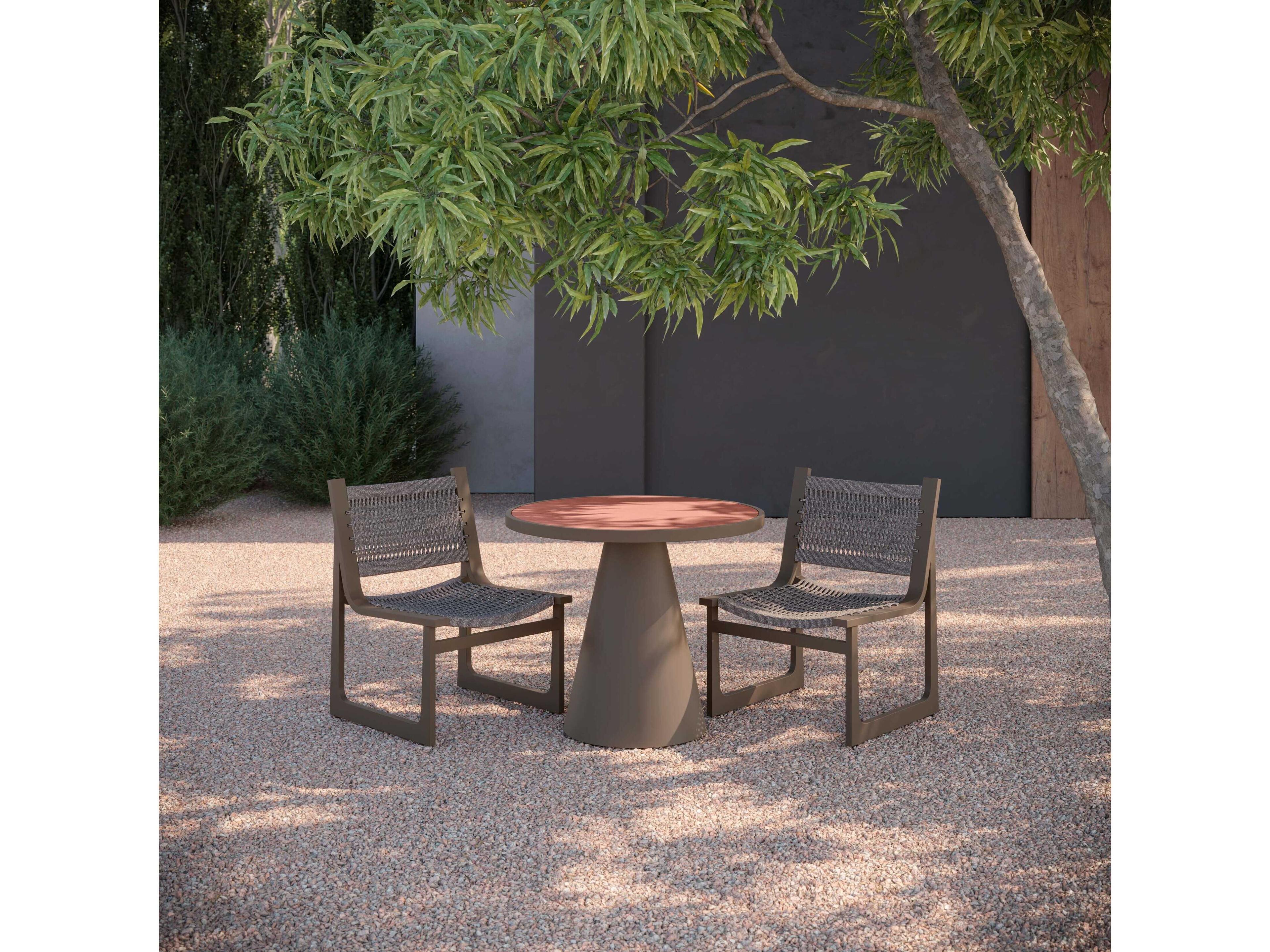 Azzurro Living Leon Matte Bronze Aluminum Round Dining Table