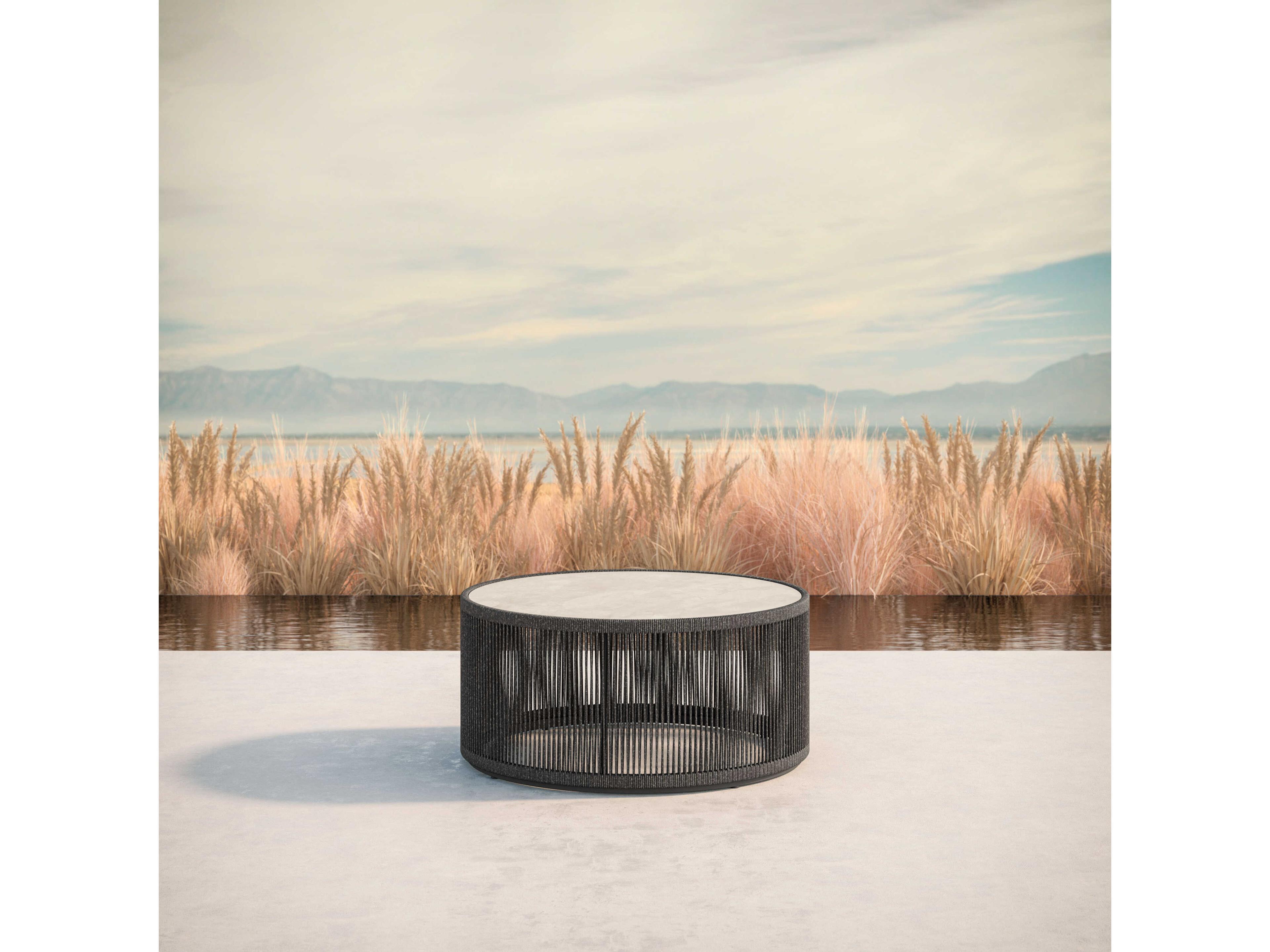 Azzurro Living Malta Pebble All-weather Textelene Rope Round Coffee Table