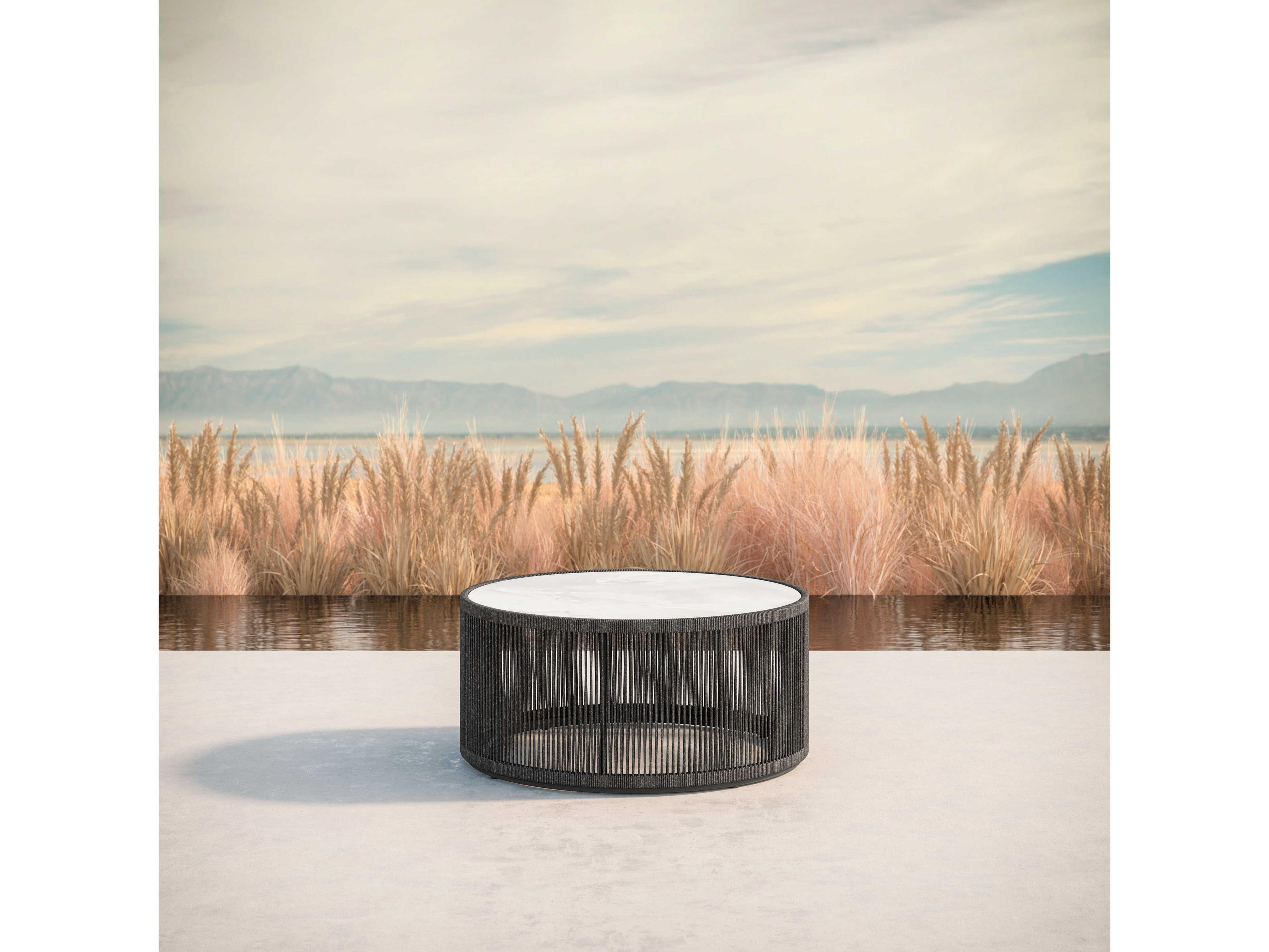 Azzurro Living Malta Pebble All-weather Textelene Rope Round Coffee Table