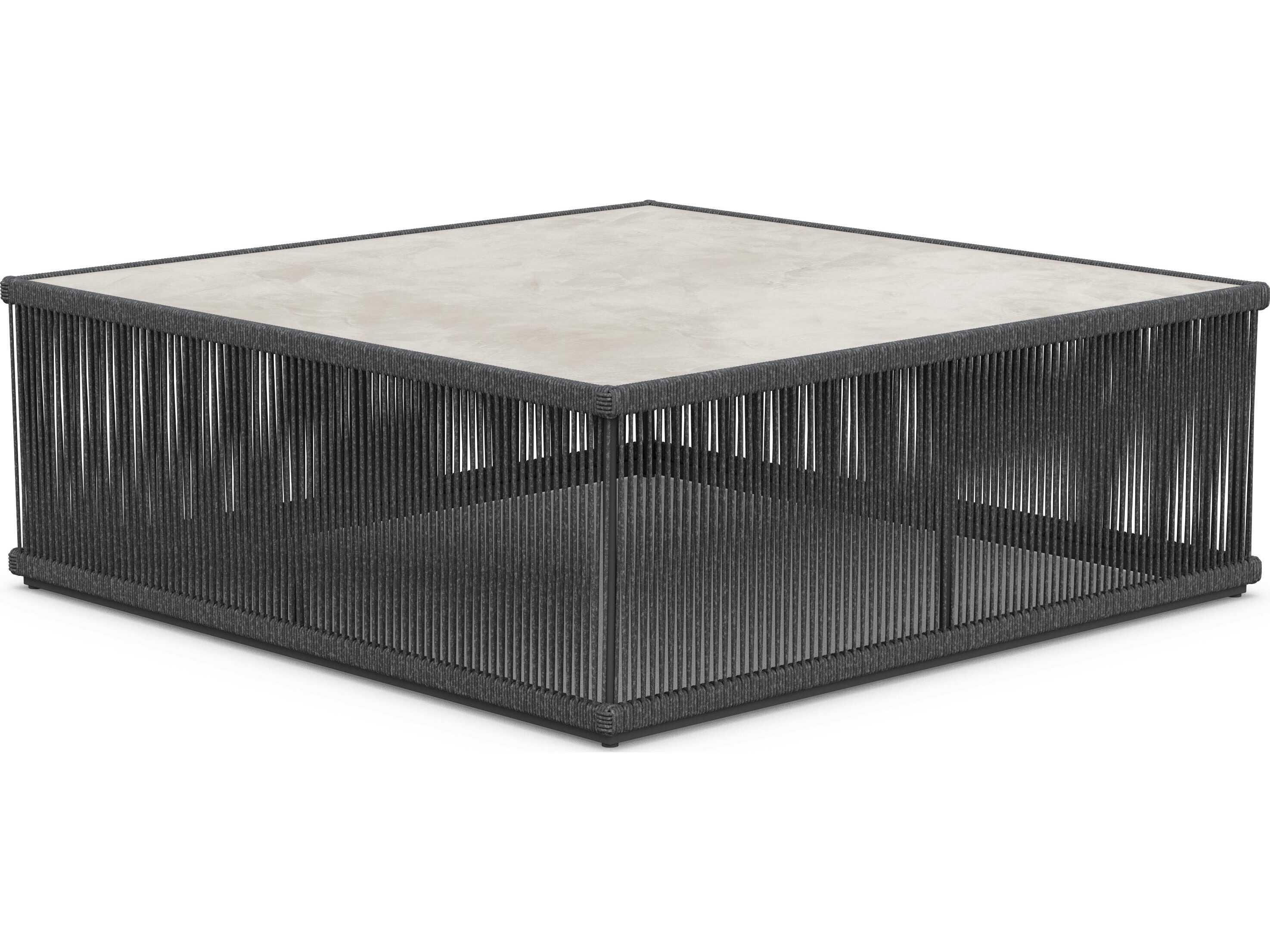 Azzurro Living Malta Pebble All-weather Textelene Rope Square Coffee Table