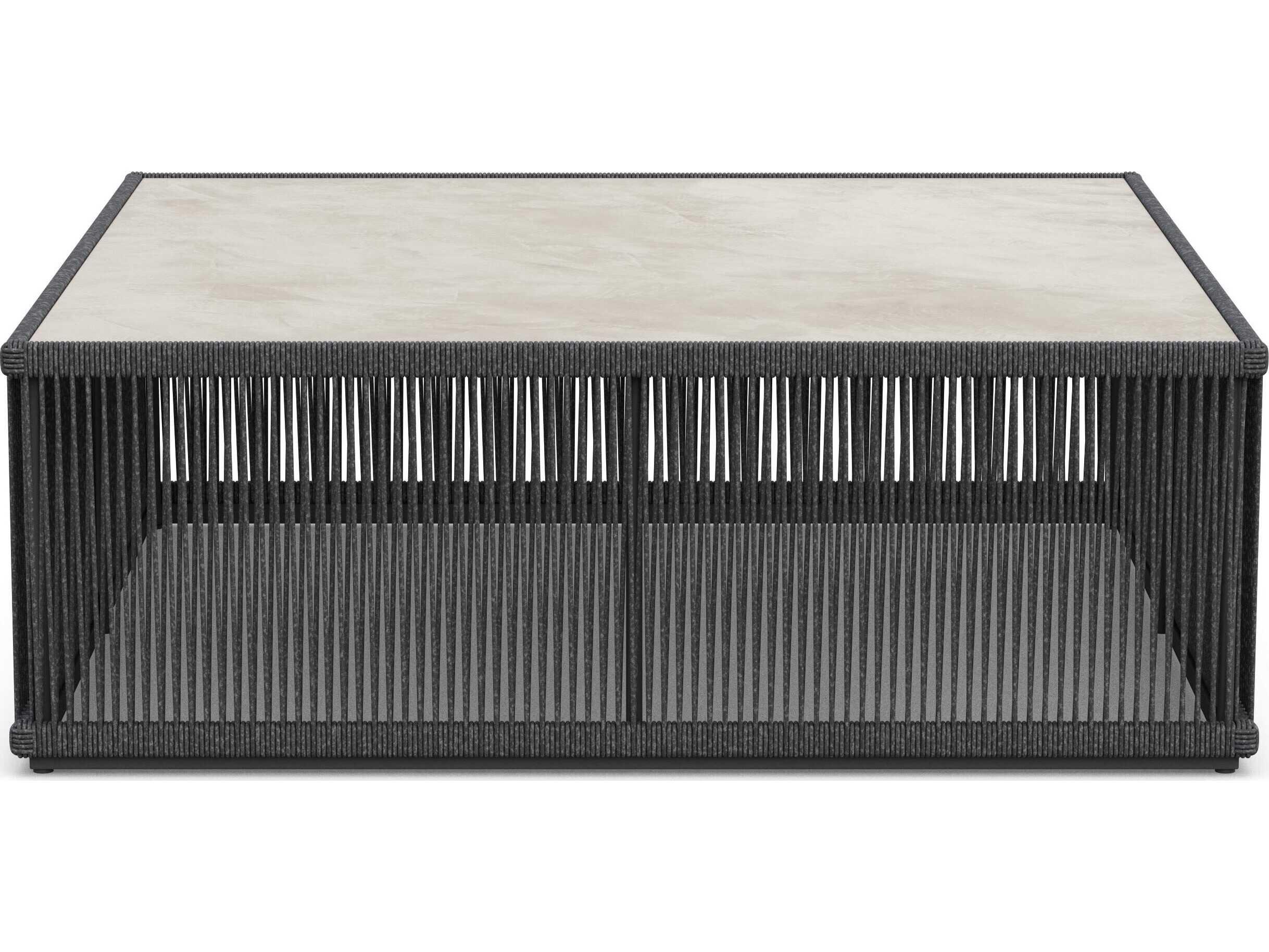 Azzurro Living Malta Pebble All-weather Textelene Rope Square Coffee Table