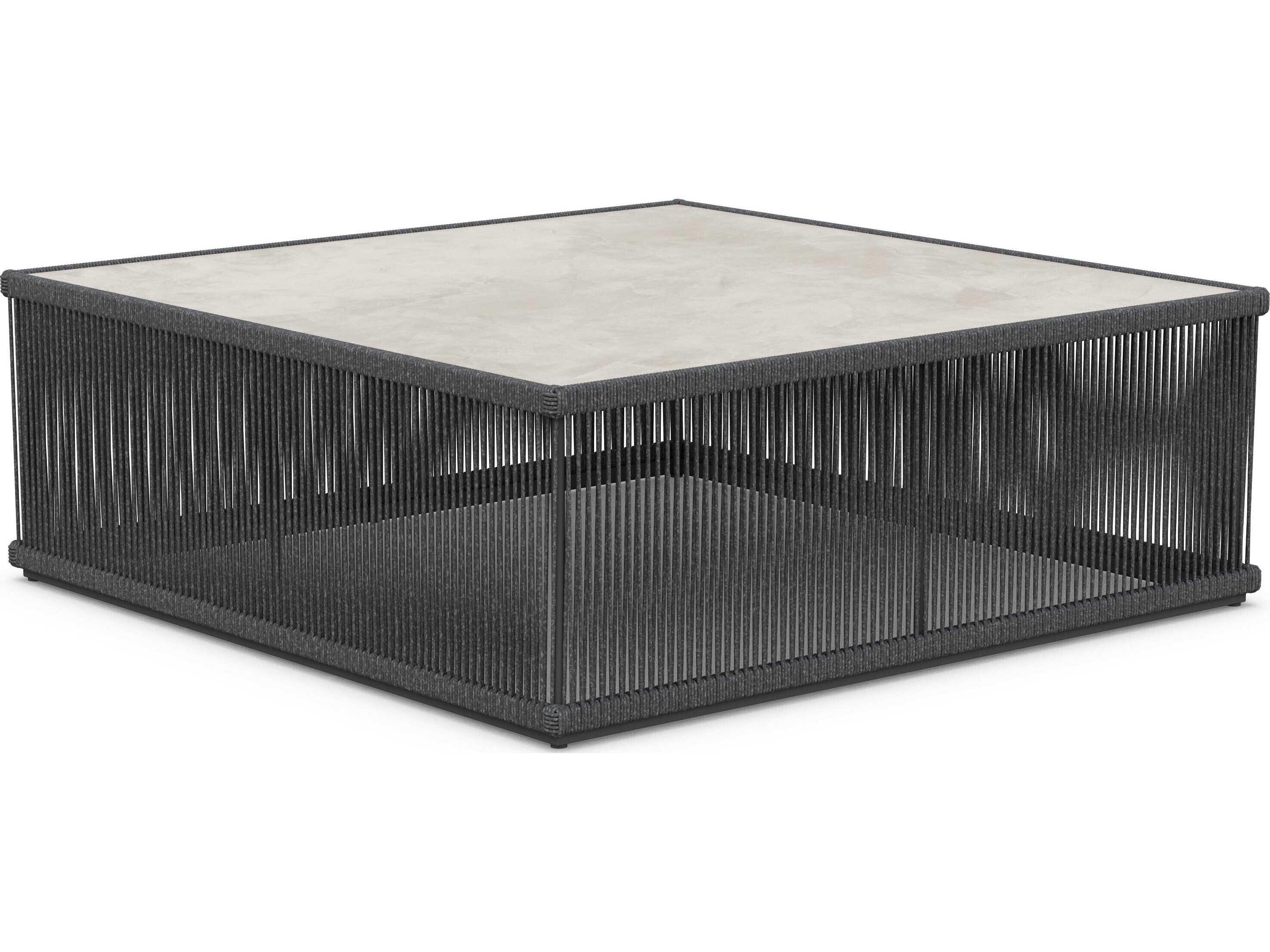 Azzurro Living Malta Pebble All-weather Textelene Rope Square Coffee Table