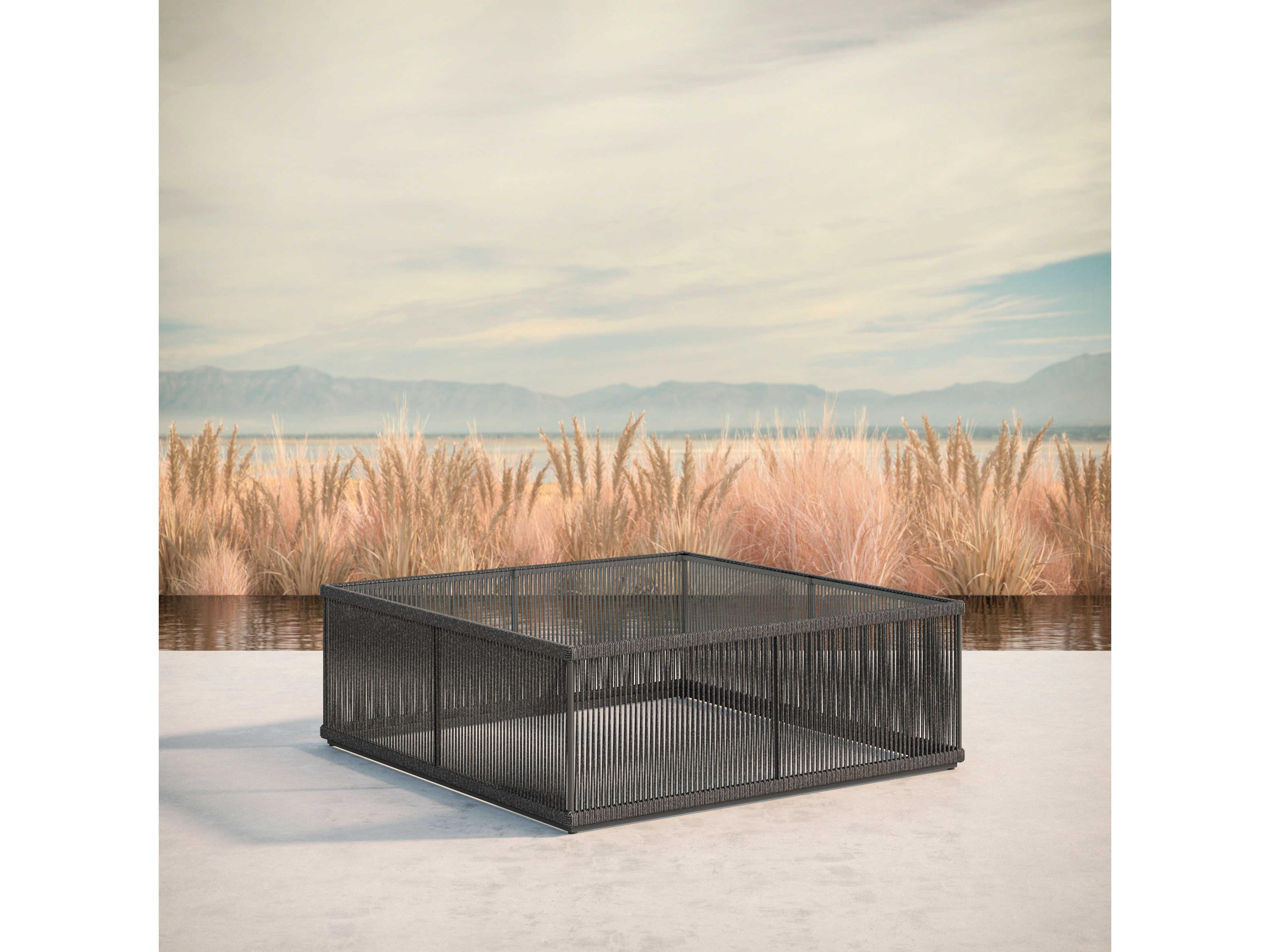 Azzurro Living Malta Pebble All-weather Textelene Rope Square Coffee Table