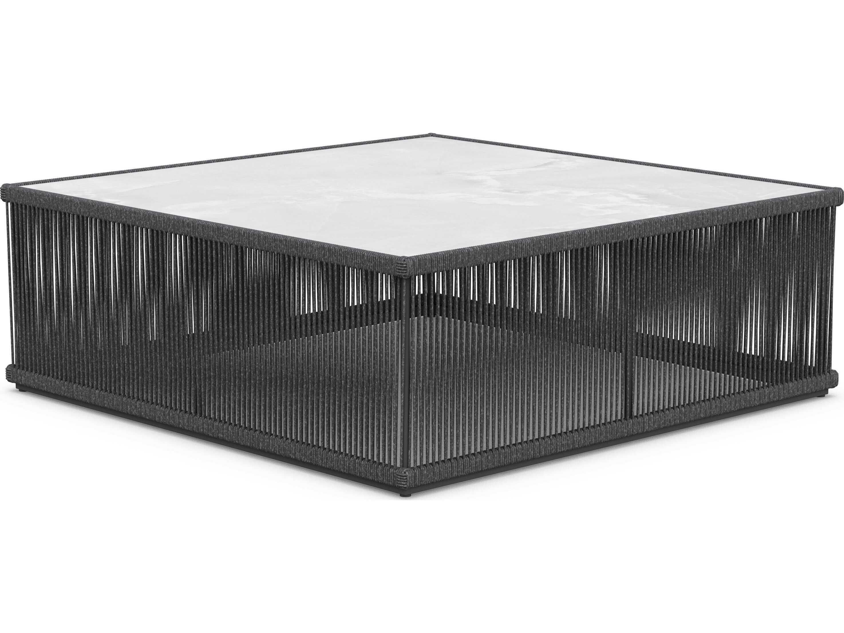 Azzurro Living Malta Pebble All-weather Textelene Rope Square Coffee Table