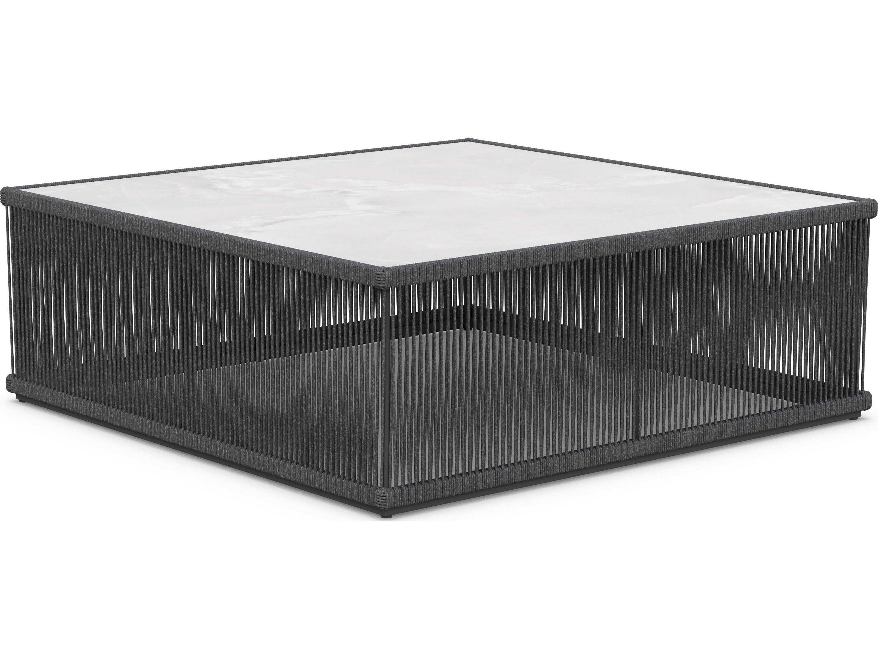 Azzurro Living Malta Pebble All-weather Textelene Rope Square Coffee Table