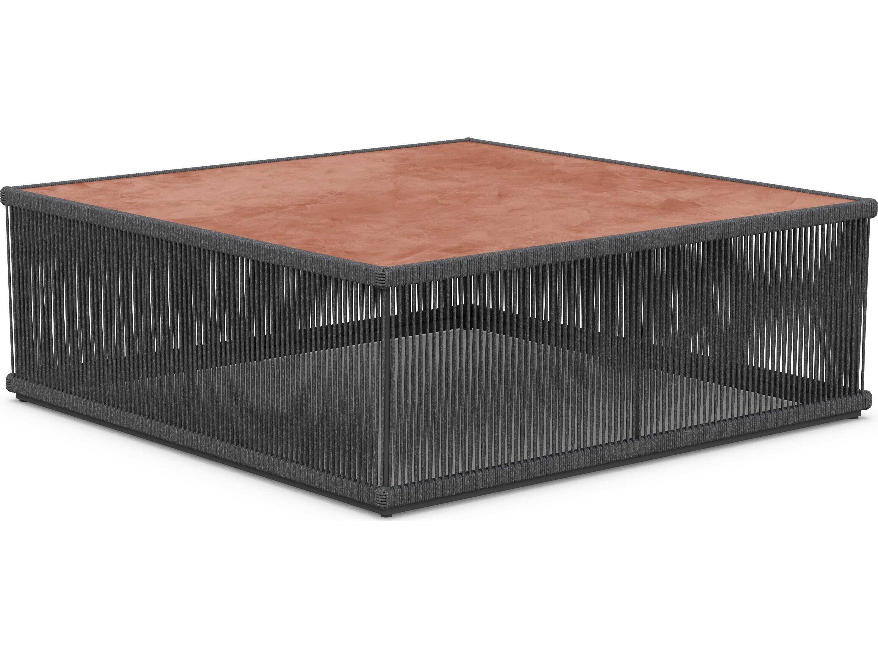 Azzurro Living Malta Pebble All-weather Textelene Rope Square Coffee Table
