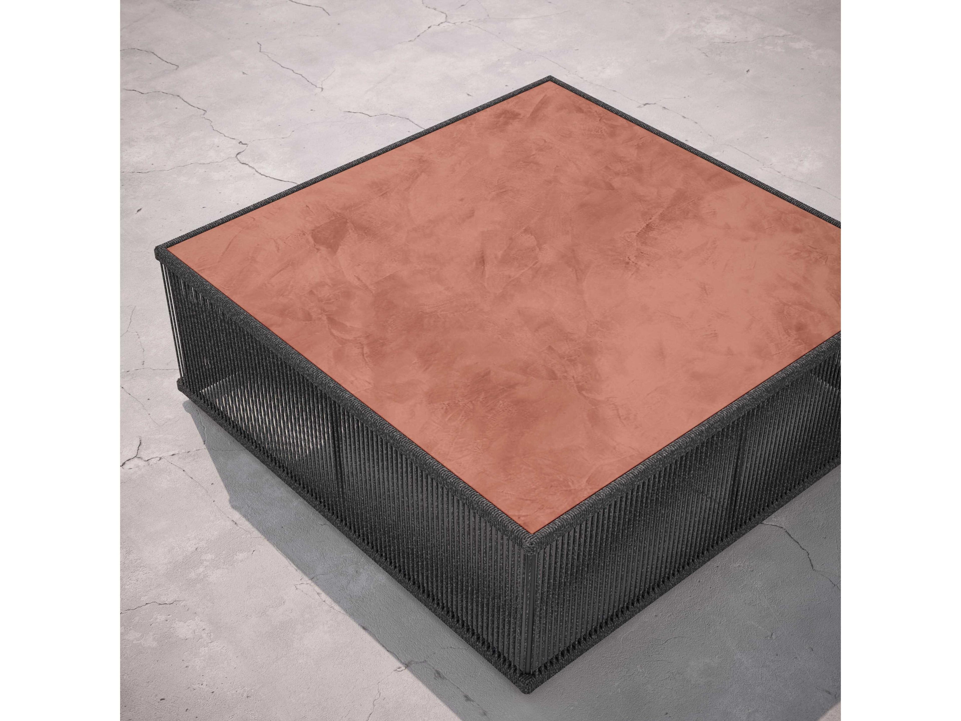 Azzurro Living Malta Pebble All-weather Textelene Rope Square Coffee Table
