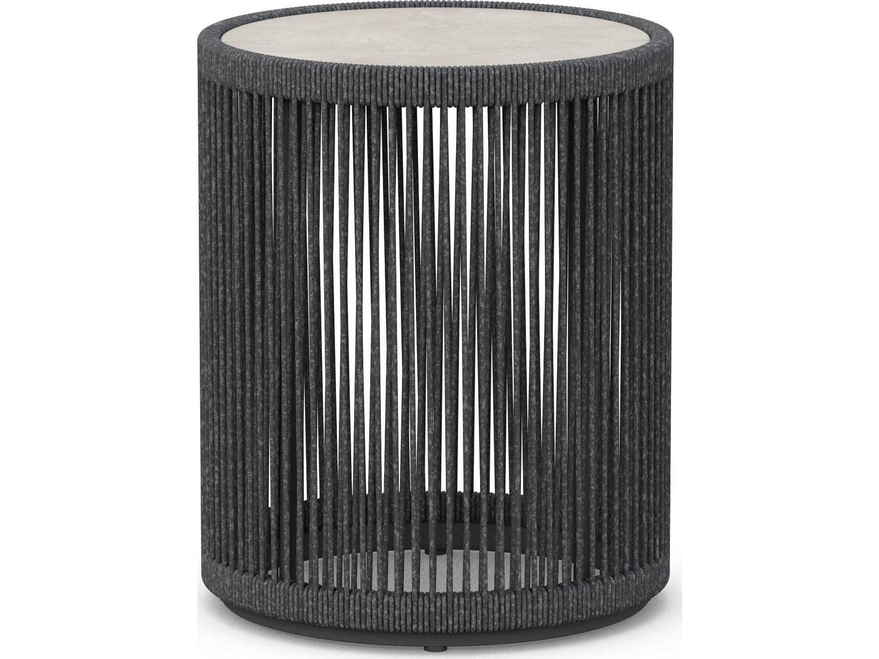 Azzurro Living Malta Pebble All-weather Textelene Rope Round End Table