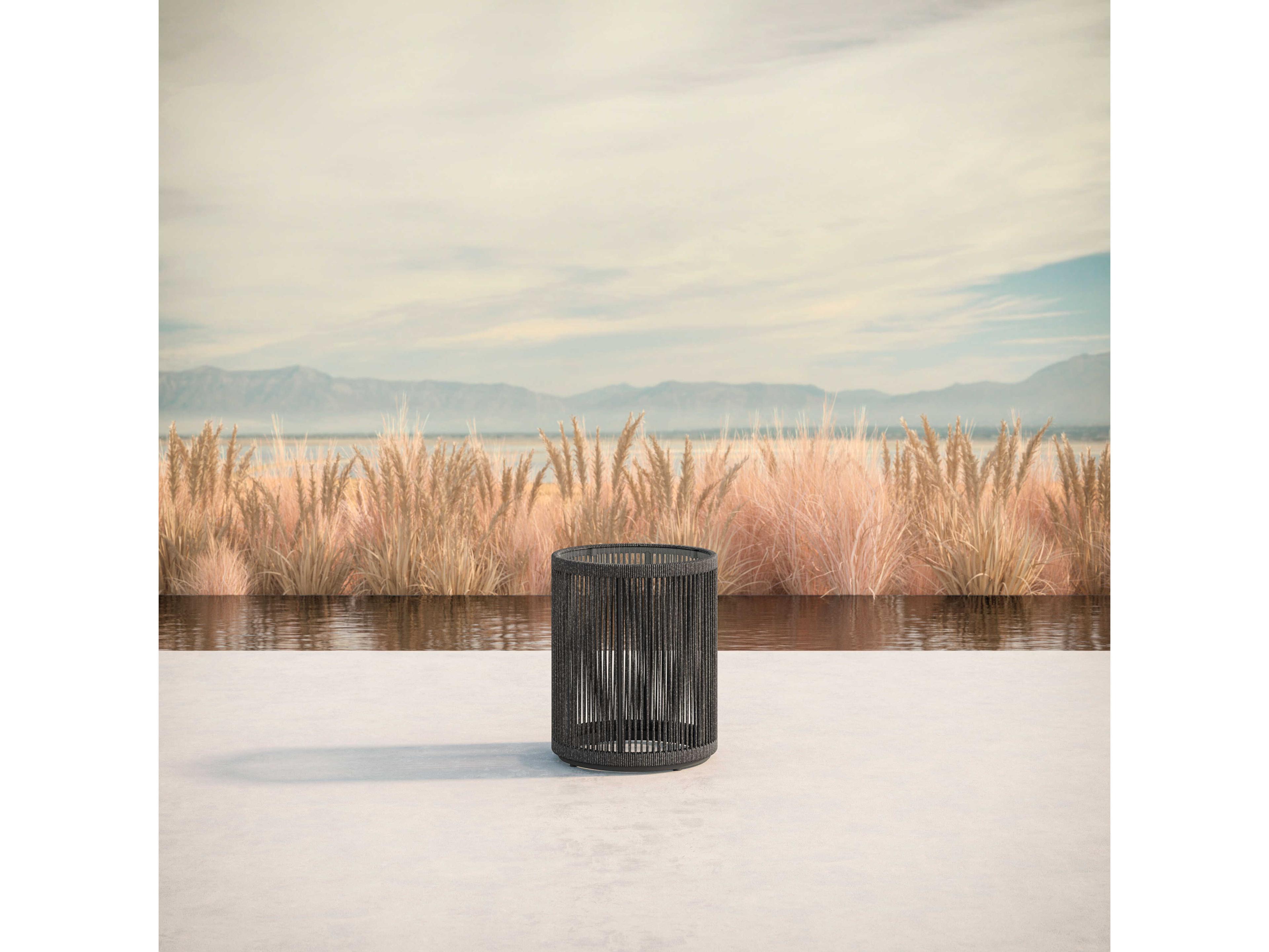 Azzurro Living Malta Pebble All-weather Textelene Rope Round End Table