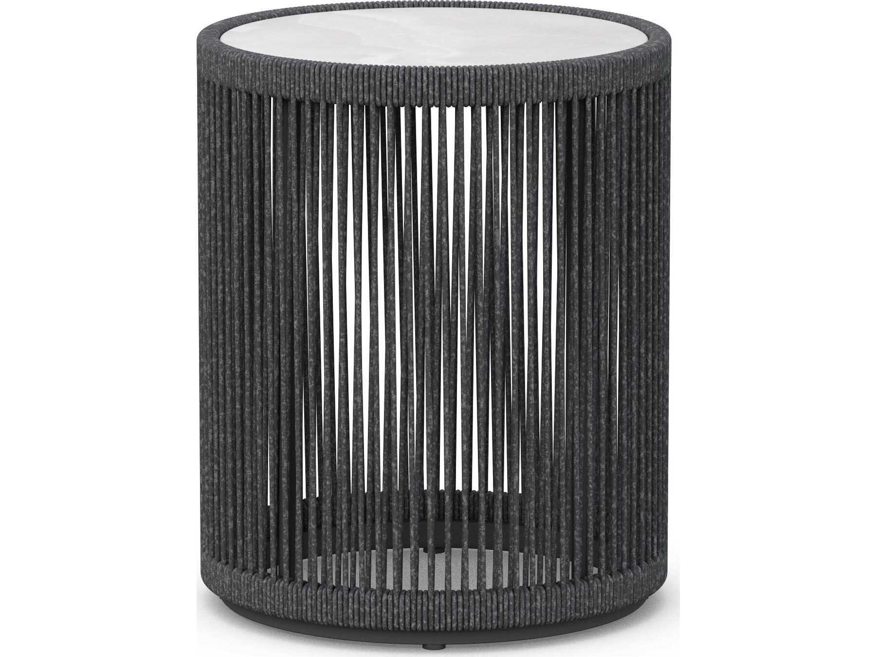 Azzurro Living Malta Pebble All-weather Textelene Rope Round End Table