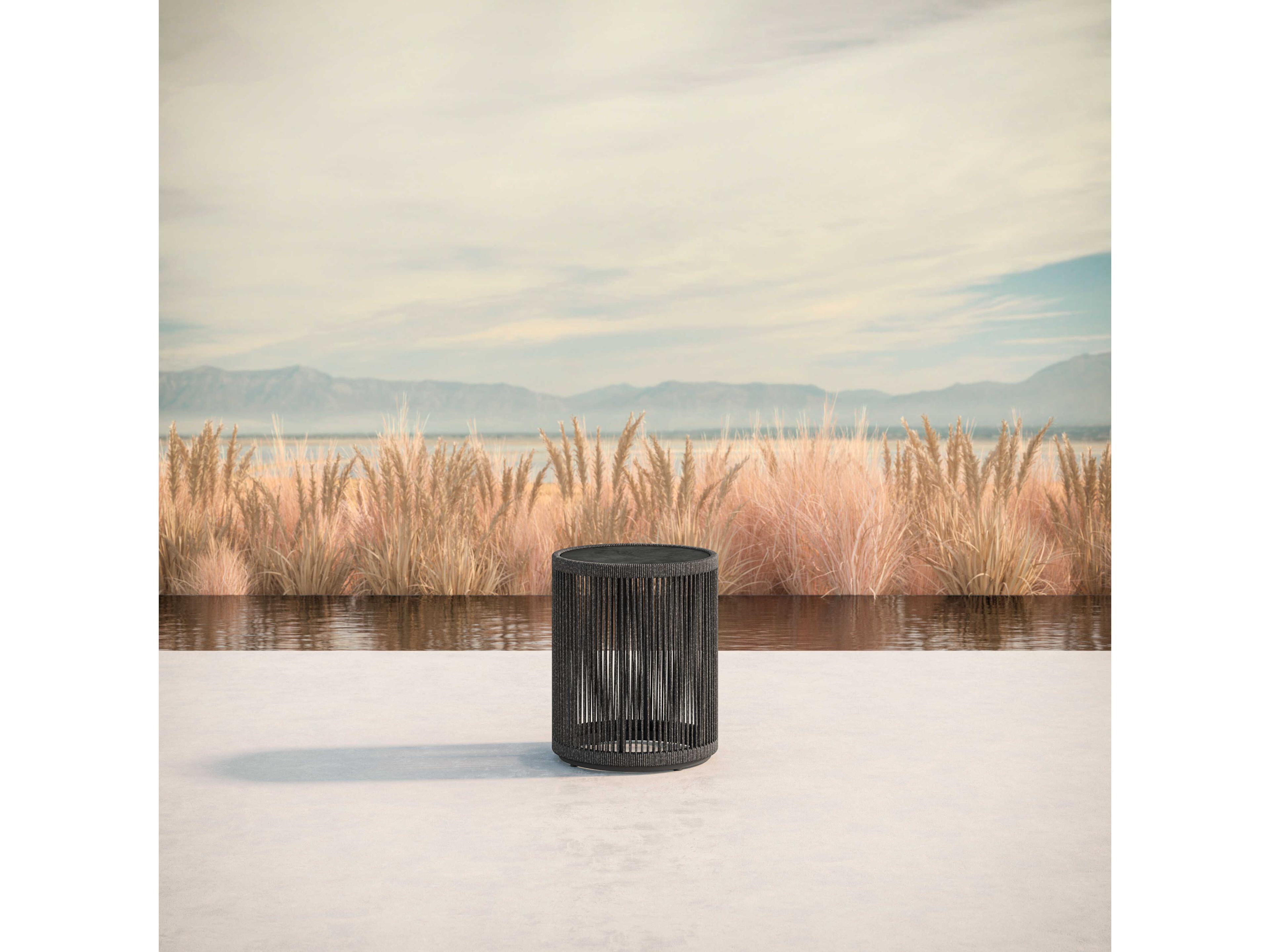 Azzurro Living Malta Pebble All-weather Textelene Rope Round End Table