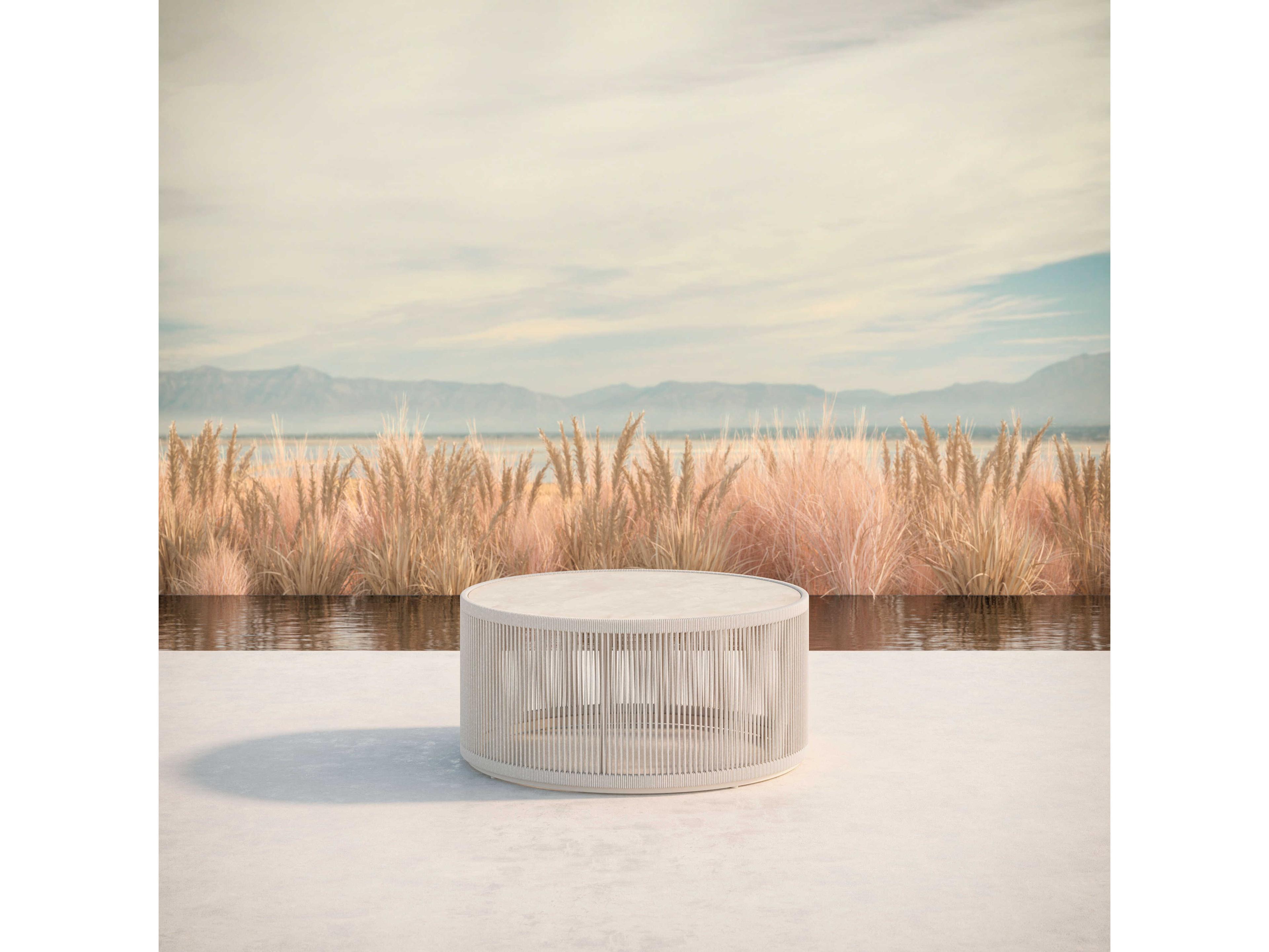 Azzurro Living Malta Birch All-weathertextelene Rope Round Coffee Table