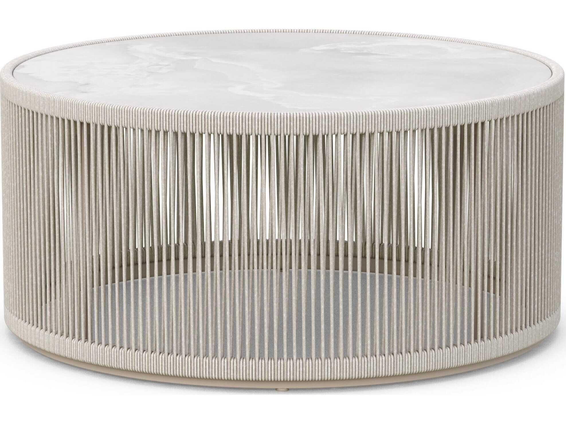 Azzurro Living Malta Birch All-weathertextelene Rope Round Coffee Table