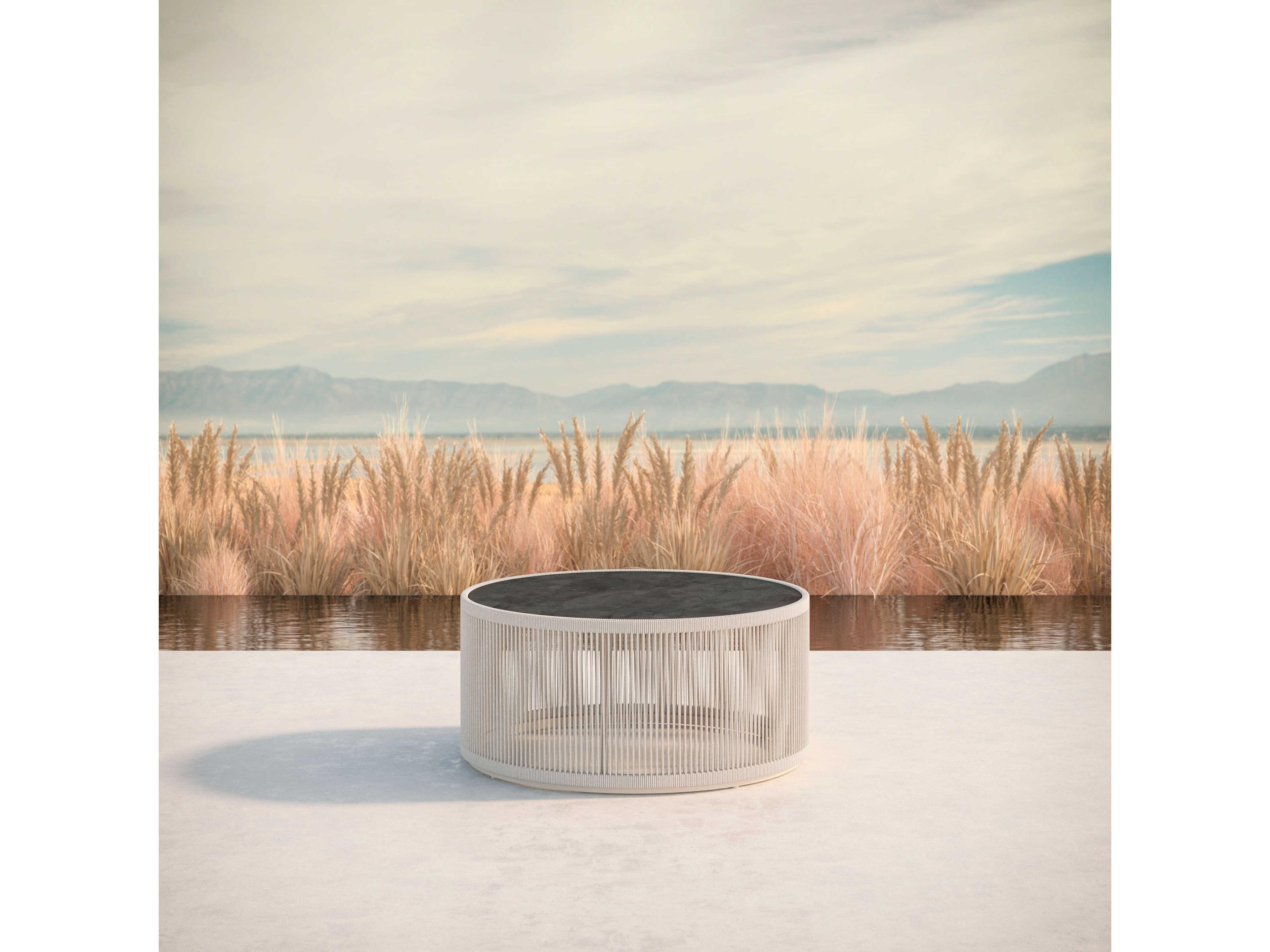 Azzurro Living Malta Birch All-weathertextelene Rope Round Coffee Table