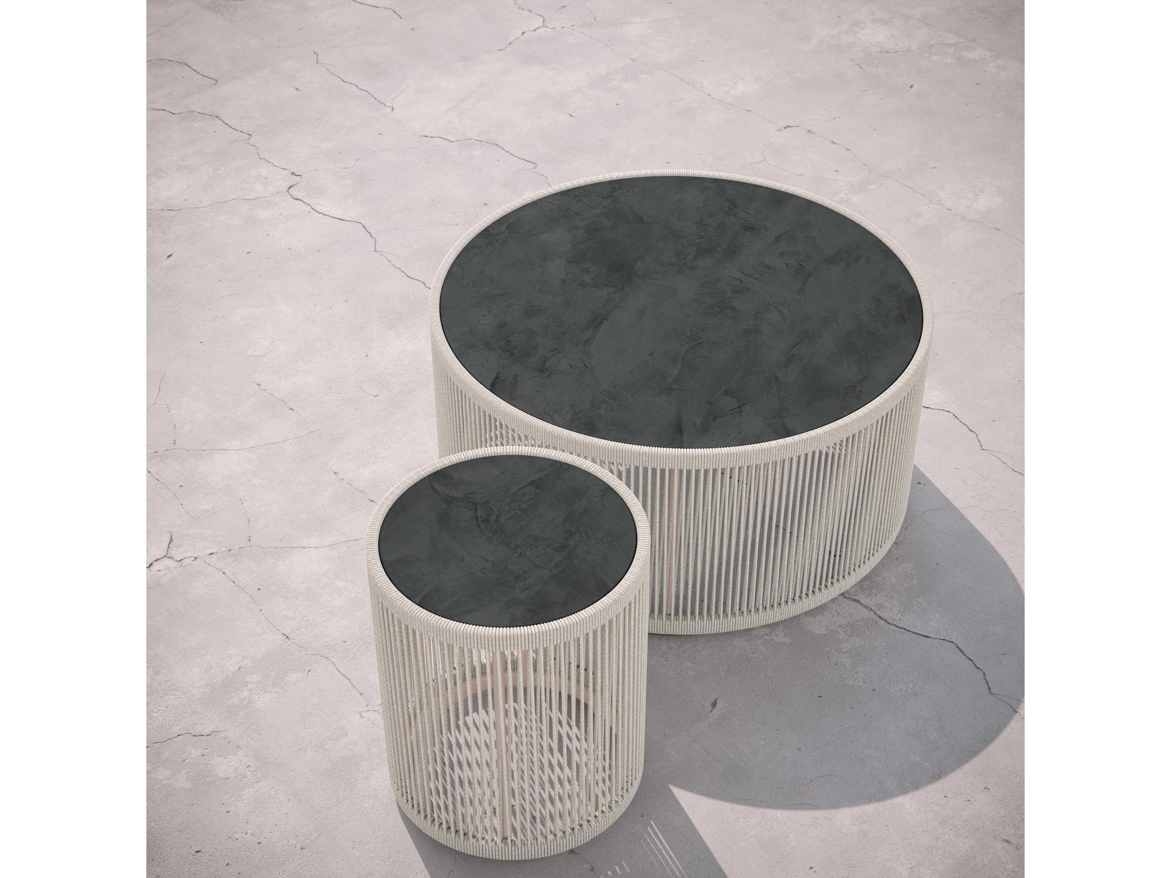 Azzurro Living Malta Birch All-weathertextelene Rope Round Coffee Table