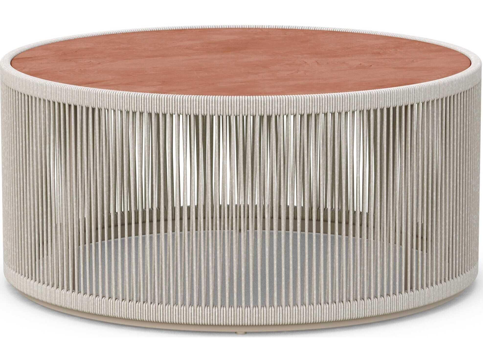 Azzurro Living Malta Birch All-weathertextelene Rope Round Coffee Table