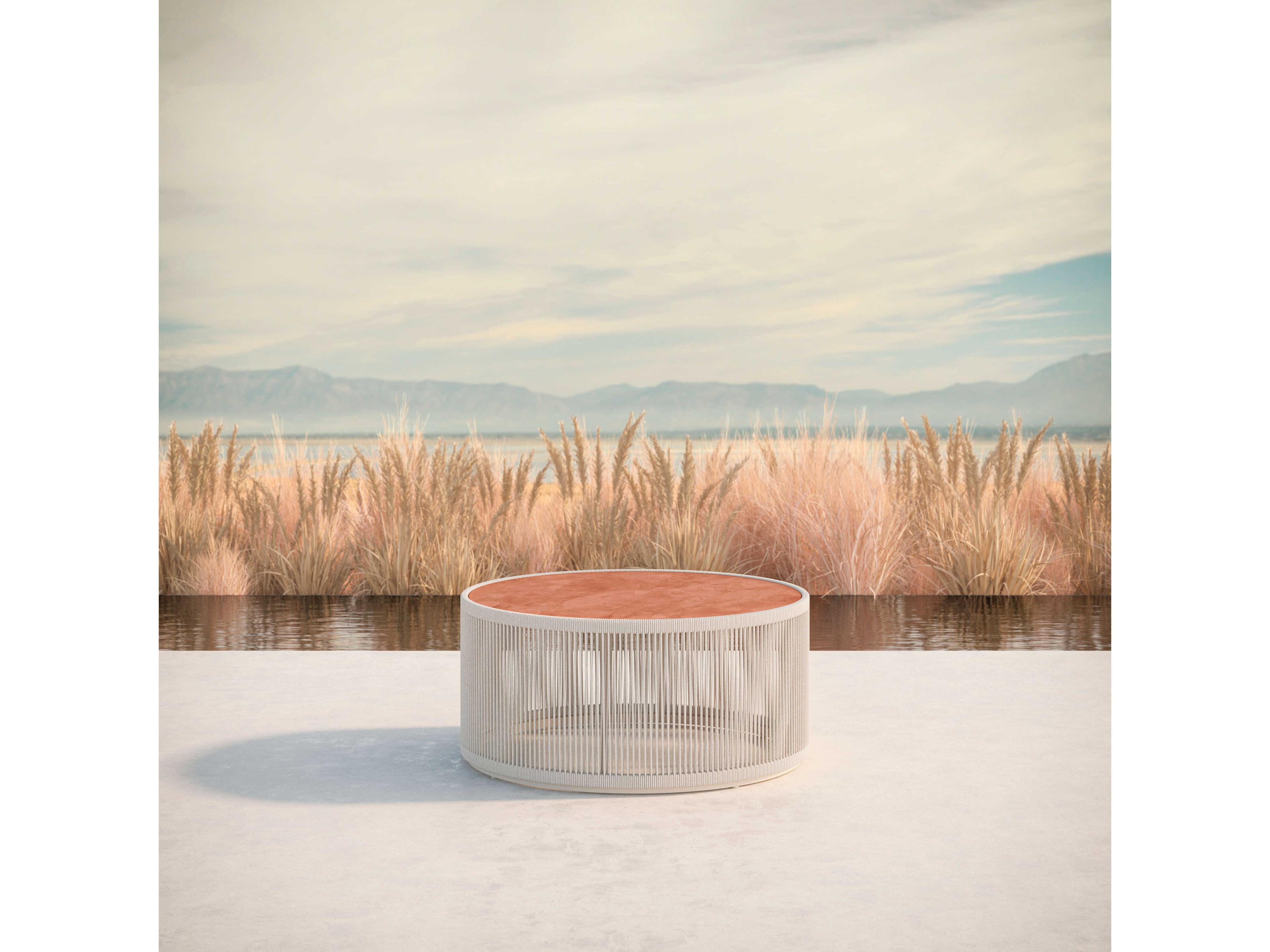 Azzurro Living Malta Birch All-weathertextelene Rope Round Coffee Table