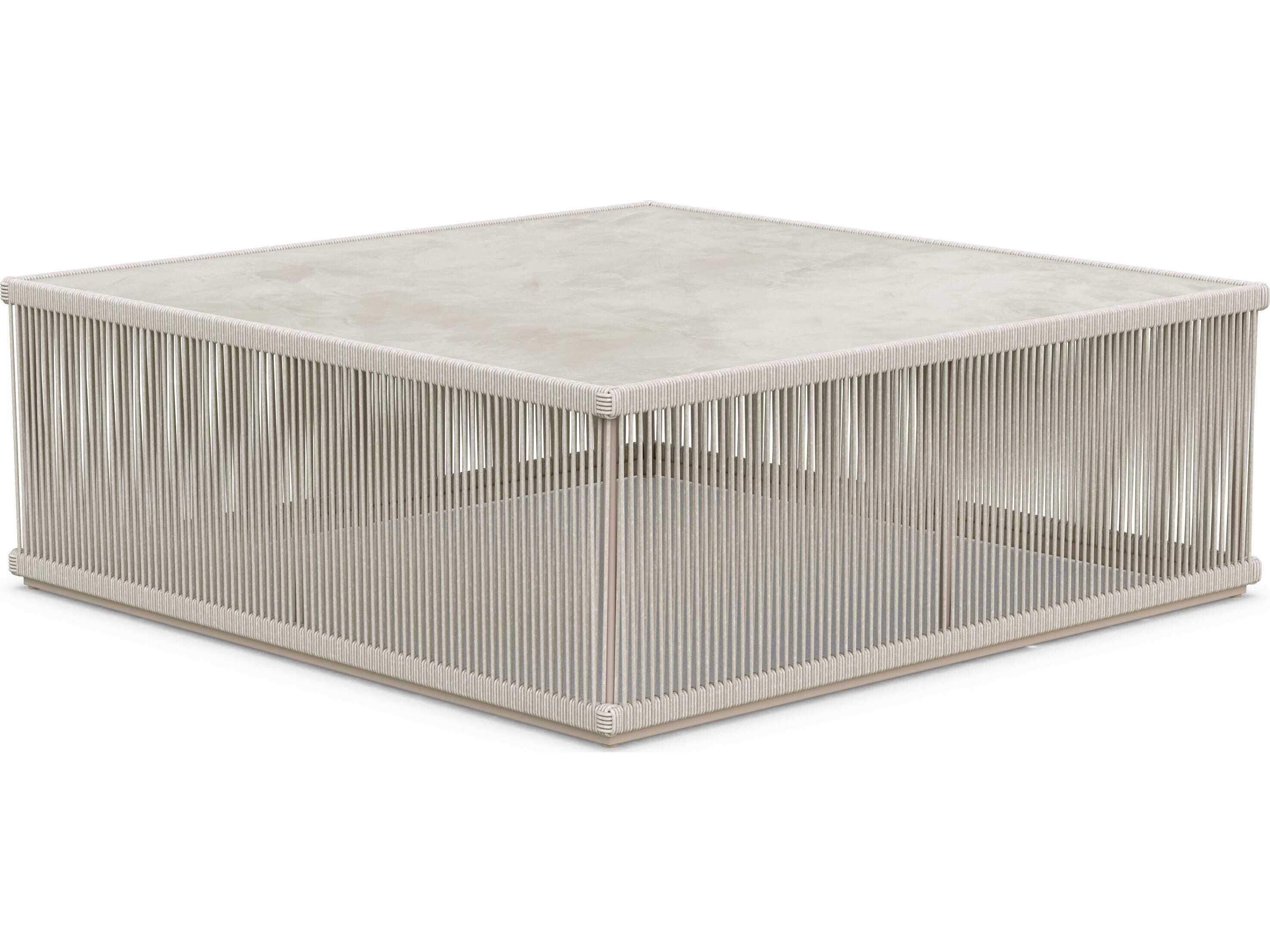 Azzurro Living Malta Birch All-weathertextelene Rope Square Coffee Table
