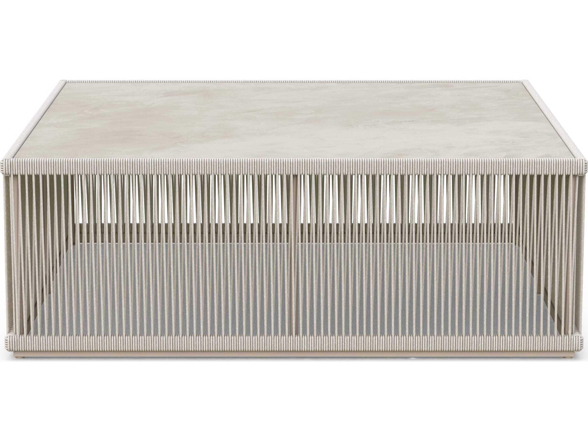 Azzurro Living Malta Birch All-weathertextelene Rope Square Coffee Table