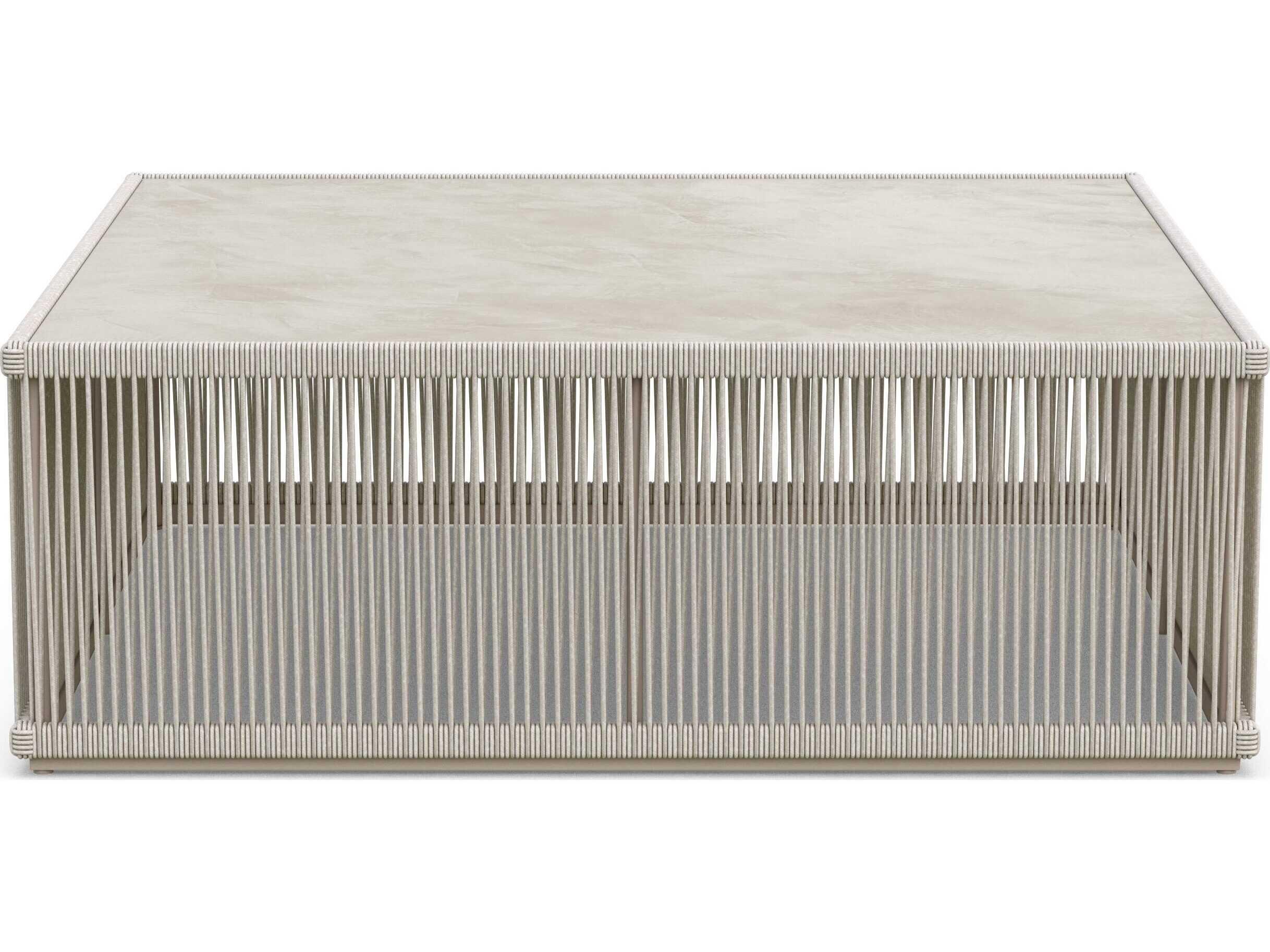 Azzurro Living Malta Birch All-weathertextelene Rope Square Coffee Table